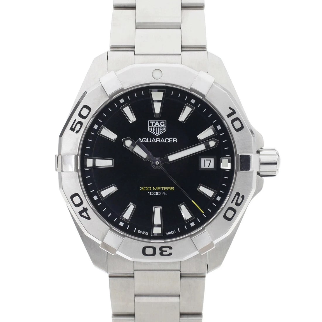 TAG HEUER AQUARACER SS BLACK WATCH QUARTZ WATCH: TAG Heuer Aquaracer SS Black Watch Quartz Watch Brand: TAG HEUER Type/Style: Wristwatch Material: SS Color: Dial black dial Size: Size Arm circumference approx. 16(18)cm Case diameter approx. 41mm