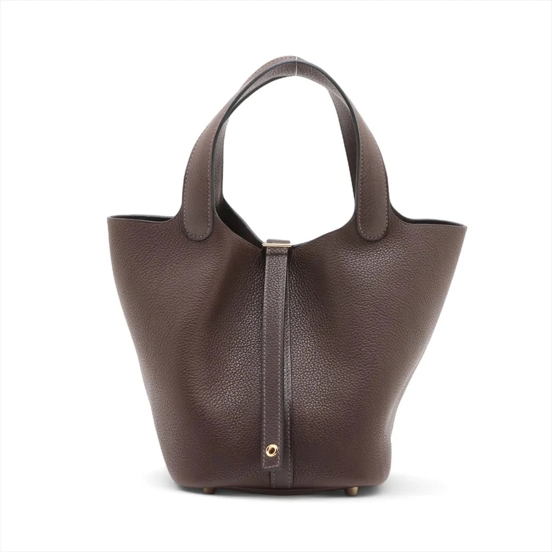 HERMES PICOTIN LOCK EBENE GOLD METAL: Hermes Picotin Lock Ebene Gold Metal Brand: Hermes Type/Style: Top Handle Bag Material: Veau Barenia Faubourg Color: Ebene Size: Height:7.5inchLength:7.1inchDepth:5.3inch Accessories: None