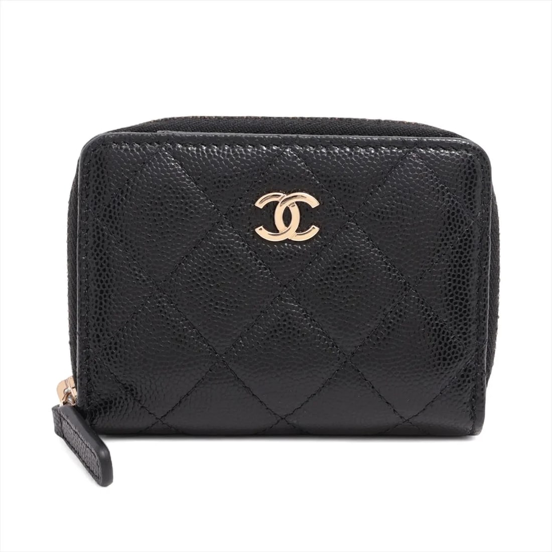 CHANEL MATELASSE CAVIAR SKIN COIN PURSE BLACK GOLD METAL: Chanel Matelasse Caviar Skin Coin Purse Black Gold Metal Brand: Chanel Type/Style: Coin Purse Material: Caviar Skin Color: Black Size: Height:3.0inchLength:3.9inchDepth:0.8inch Accessories: None <