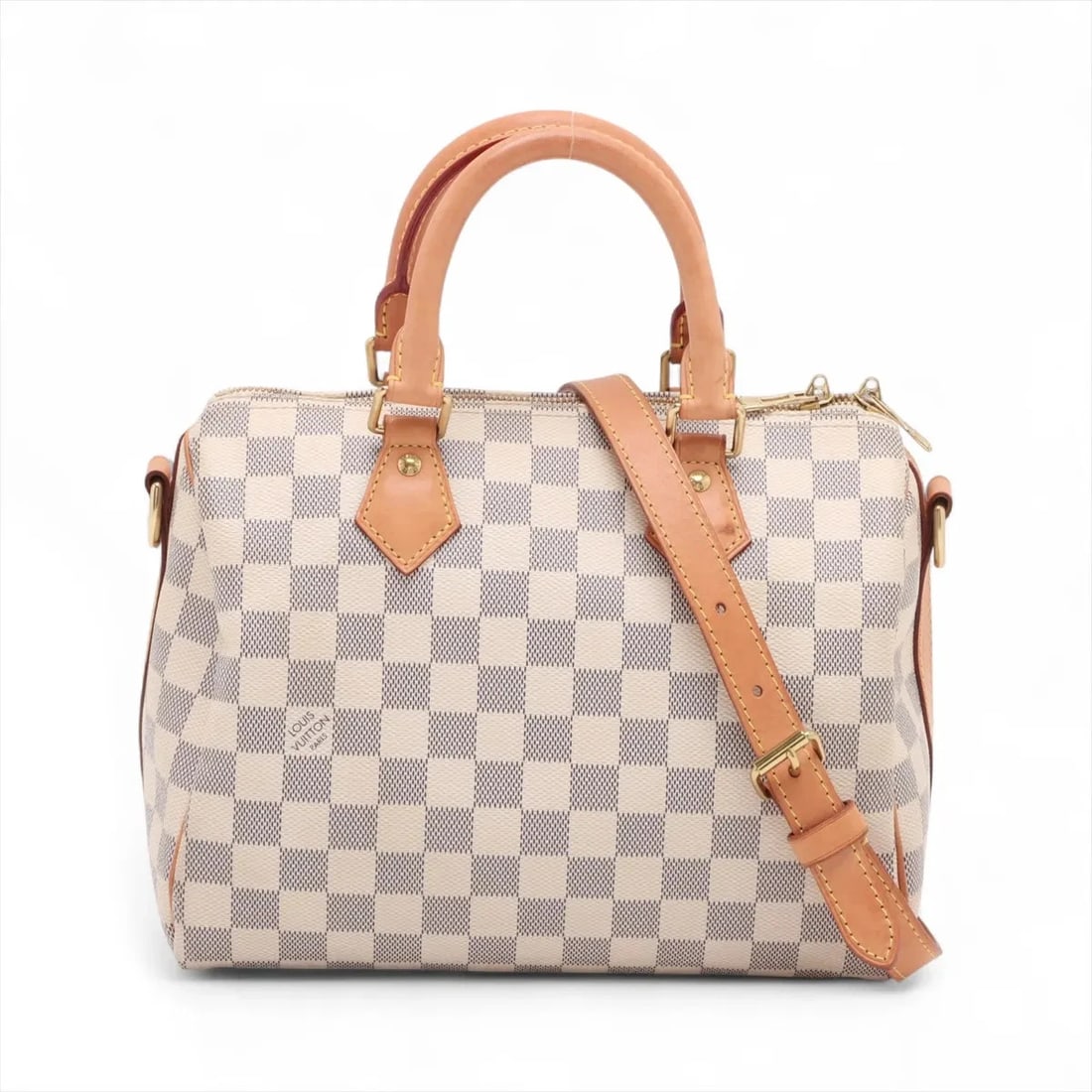 LOUIS VUITTON DAMIER AZURE SPEEDY BANDOULIERE: Louis Vuitton Damier Azure Speedy Bandouliere Brand: Louis Vuitton Type/Style: Top Handle Bag Material: None Color: White Size: Height:7.7inchLength:9.8inchDepth:5.9inch Accessories: None
