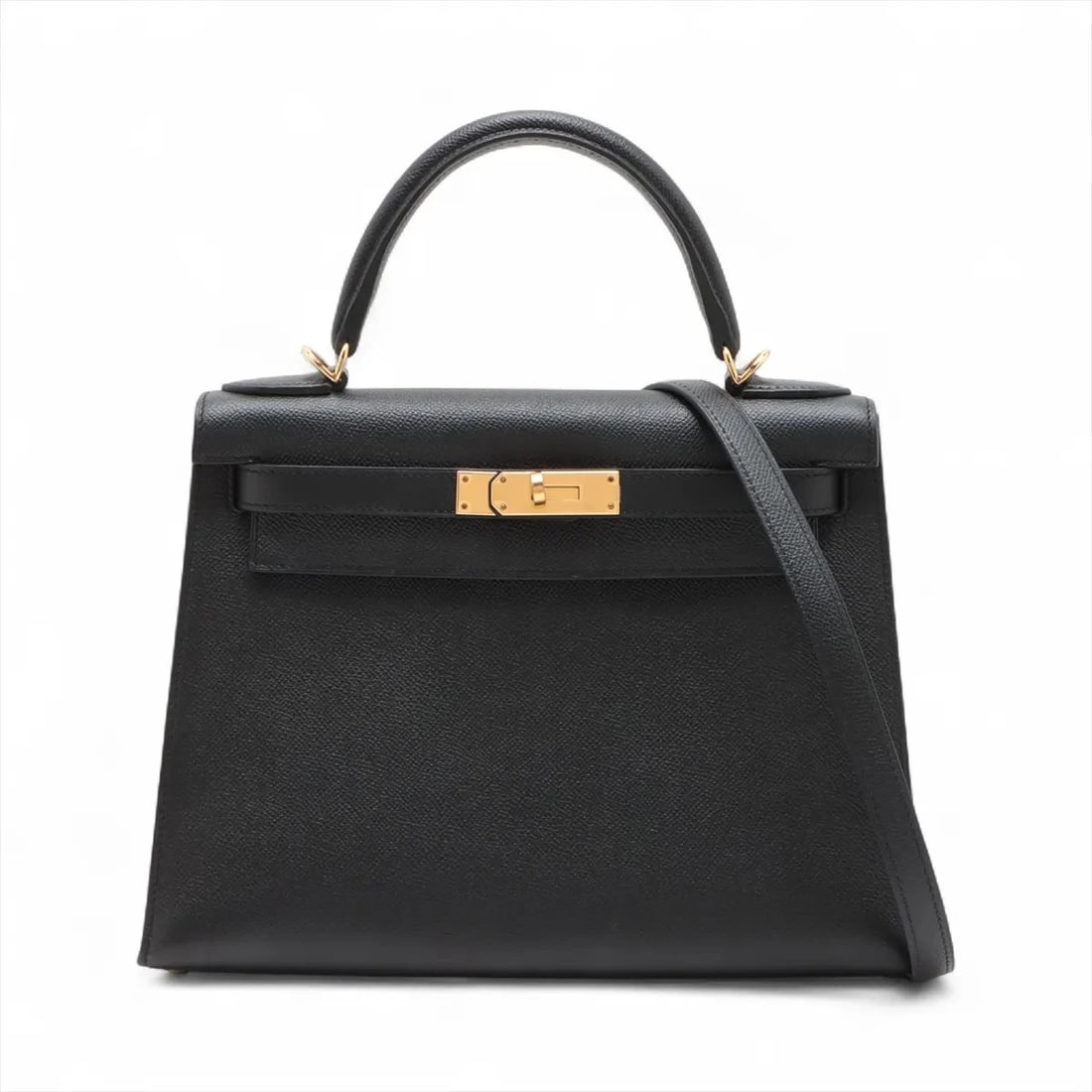 HERMES KELLY SERIE VEAU EPSOM BLACK GOLD METAL: Hermes Kelly Serie Veau Epsom Black Gold Metal Brand: Hermes Type/Style: Top Handle Bag Material: Veau Epsom Color: Black Size: Height:8.3inchLength:11.6inchDepth:4.5inch Accessories: None