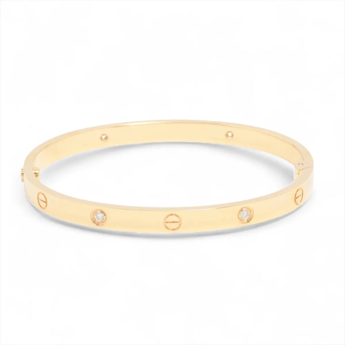 CARTIER LOVE MEDIUM HALF DIAMOND BRACELET 750(YG): Cartier Love Medium half diamond Bracelet 750(YG) Brand: Cartier Type/Style: Bracelet Material: 750(YG), Color: Yellow Gold Size: Size(CM) Bracelet length:16.3 Accessories: None Accessorie