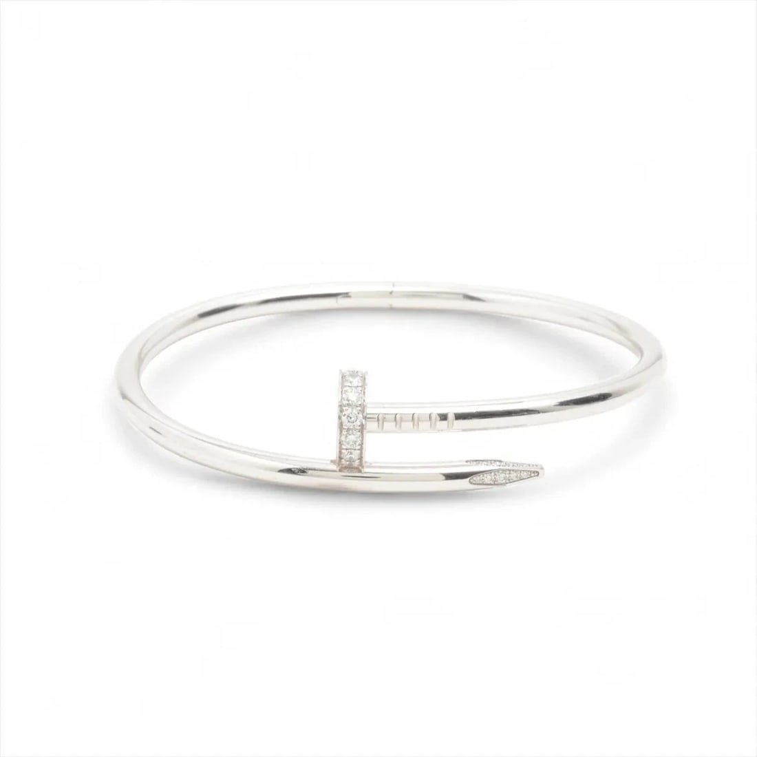 CARTIER JUSTE UN CLOU DIAMOND BRACELET 750(WG): Cartier Juste un Clou diamond Bracelet 750(WG) Brand: Cartier Type/Style: Bracelet Material: 750(WG), Color: White Gold Size: Size(CM) Bracelet length:16.6 Accessories: None Accessories Notice: When