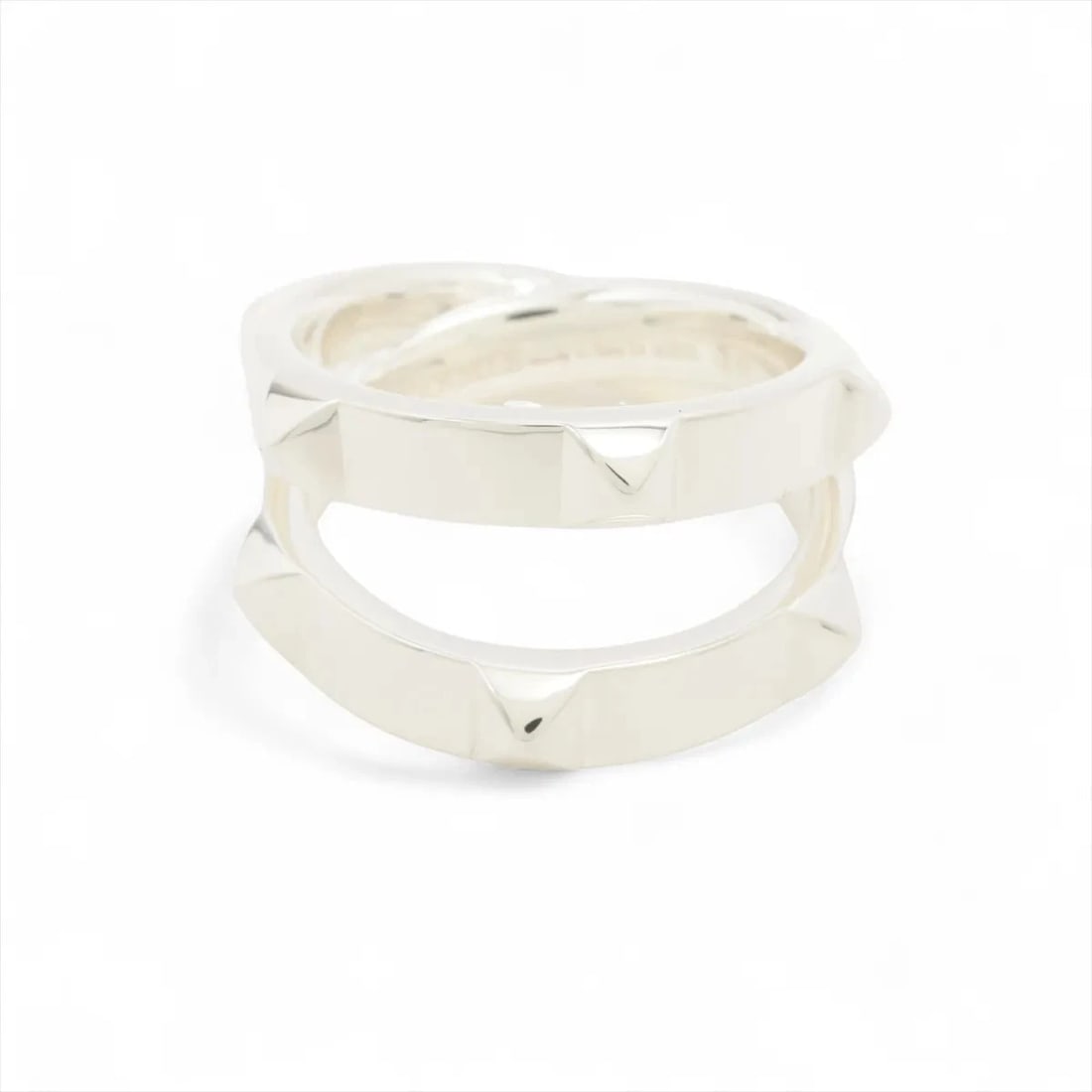 HERMES MINI CREW DOUBLE RING 925 SILVER: Hermes mini crew double Ring 925 Silver Brand: Hermes Type/Style: Ring Material: 925, Color: Silver Size: 6.75 - 7 US Accessories: None Accessories Notice: When purchasing pre-owned goods, please