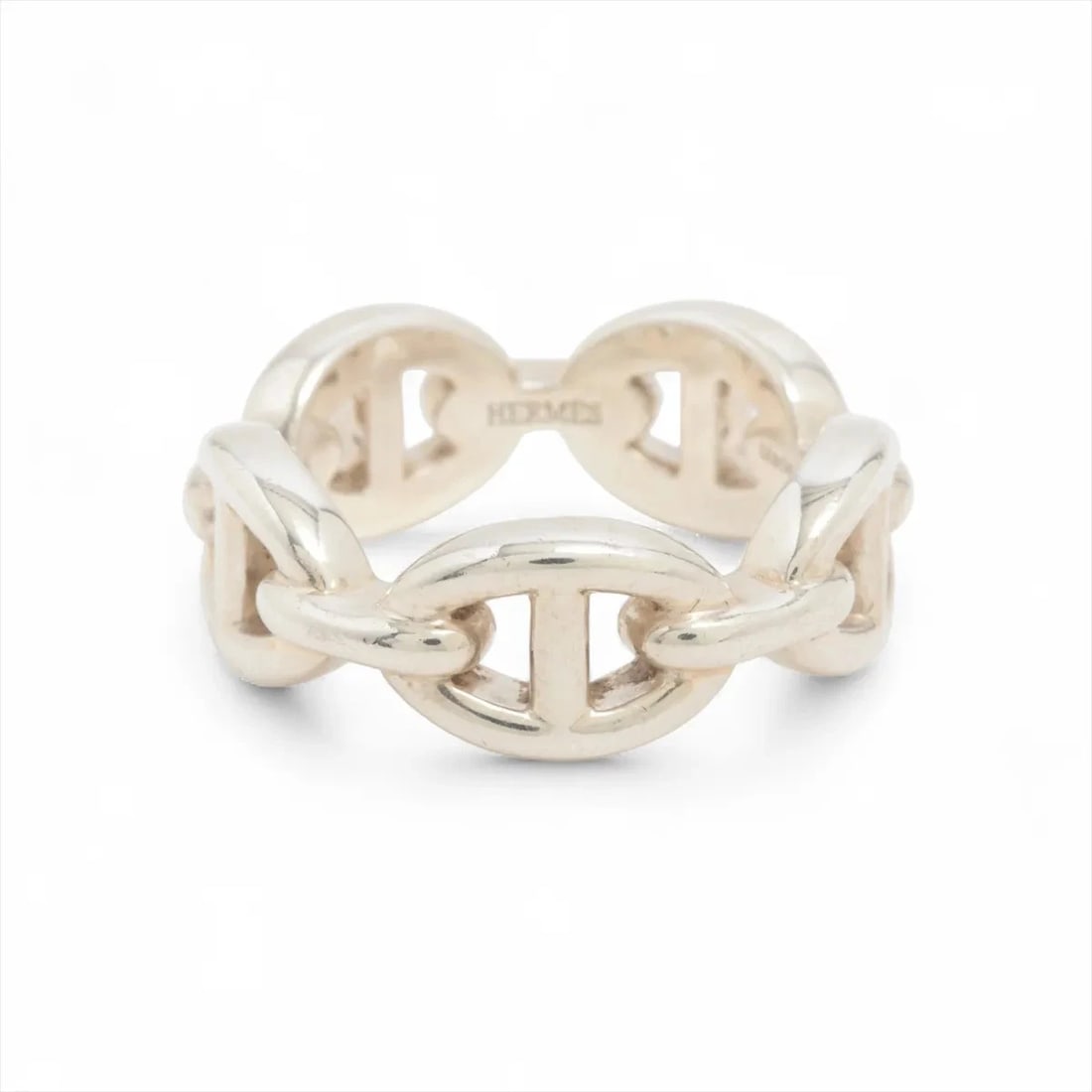HERMES CHAINE D'ANCRE ENCHAINEE RING 925 SILVER: Hermes Chaine d'Ancre Enchainee Ring 925 Silver Brand: Hermes Type/Style: Ring Material: 925, Color: Silver Size: 4.75 - 5 US Accessories: None Accessories Notice: When purchasing pre-owned goods,