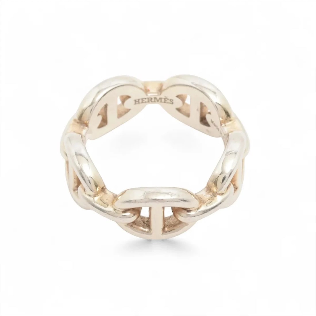 HERMES CHAINE D'ANCRE ENCHAINEE RING 925 SILVER: Hermes Chaine d'Ancre Enchainee Ring 925 Silver Brand: Hermes Type/Style: Ring Material: 925, Color: Silver Size: 4.5 US Accessories: None Accessories Notice: When purchasing pre-owned goo