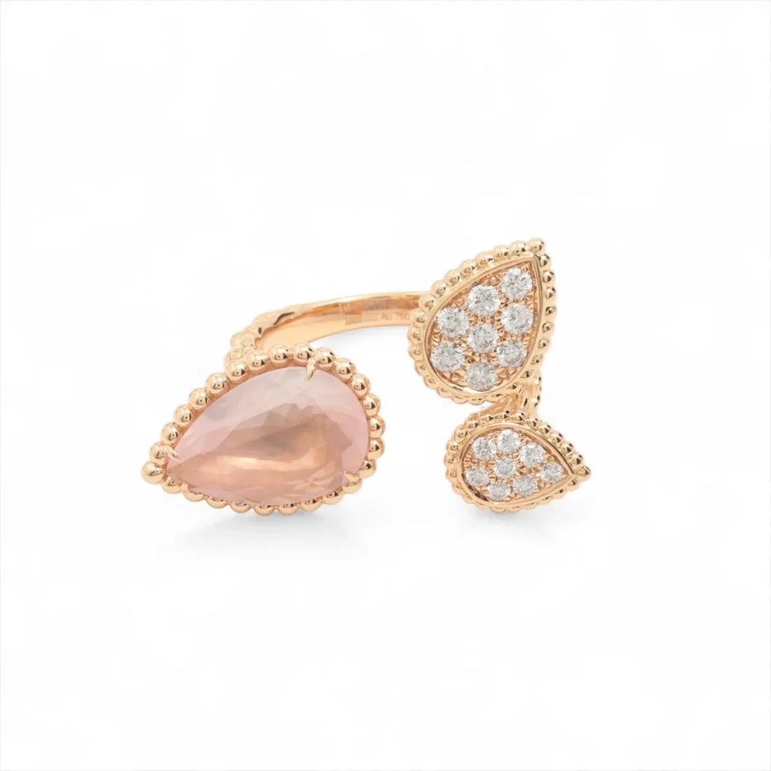 BOUCHERON SERPENT BOHEME PINK QUARTZ DIAMOND RING 750(YG): Boucheron Serpent Boheme pink quartz diamond Ring 750(YG) Brand: Boucheron Type/Style: Ring Material: 750(YG), Color: Yellow Gold Size: 6.5 - 6.75 US Accessories: None Accessories Notice: