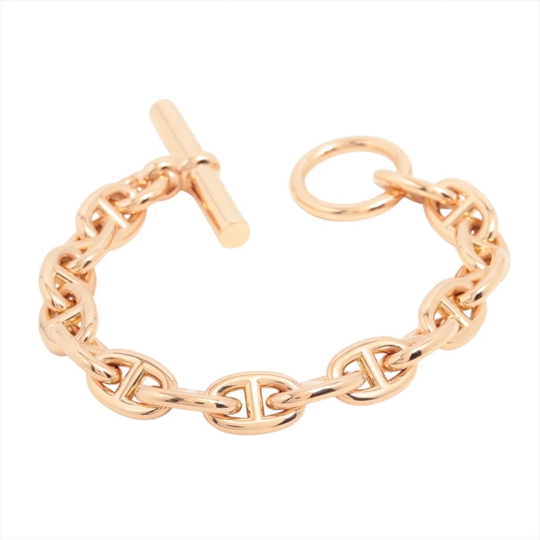 HERMES CHAINE D'ANCRE PM BRACELET 750(PG): Hermes Chaine d'Ancre PM Bracelet 750(PG) Brand: Hermes Type/Style: Bracelet Material: 750(PG), Color: Pink Gold Size: Size(CM) Bracelet length:17.5 Accessories: None Accessories Notice: W