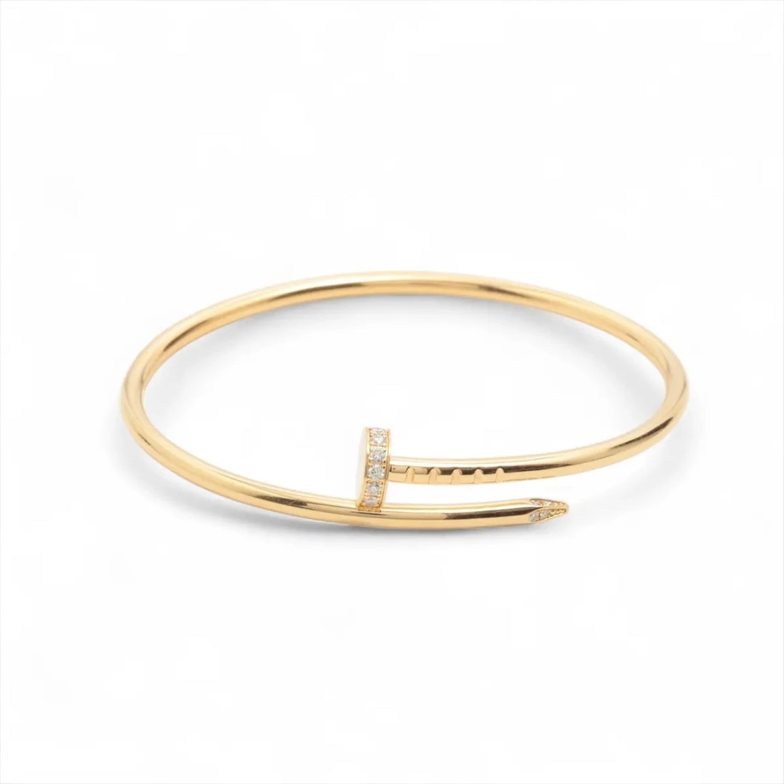 CARTIER JUSTE UN CLOU SM DIAMOND BRACELET 750(YG): Cartier Juste un Clou SM diamond Bracelet 750(YG) Brand: Cartier Type/Style: Bracelet Material: 750(YG), Color: Yellow Gold Size: Size(CM) Bracelet length:14.5 Accessories: None Accessorie