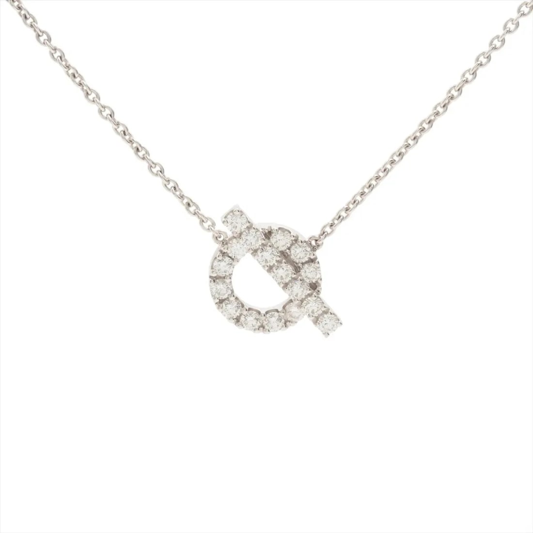 HERMES FINESSE DIAMOND NECKLACE 750(WG): Hermes Finesse diamond Necklace 750(WG) Brand: Hermes Type/Style: Necklace Material: 750(WG), Color: White Gold Size: Size(CM) Chain length:41.5 Accessories: None Accessories Notice: When