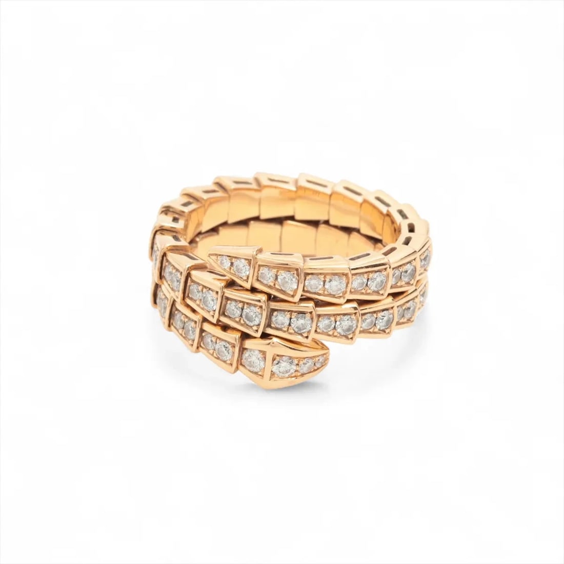 BVLGARI SERPENTI VIPER DIAMOND RING 750(PG): Bvlgari Serpenti Viper diamond Ring 750(PG) Brand: Bvlgari Type/Style: Ring Material: 750(PG), Color: Pink Gold Size: 7.5 US Accessories: None Accessories Notice: When purchasing pre-owned