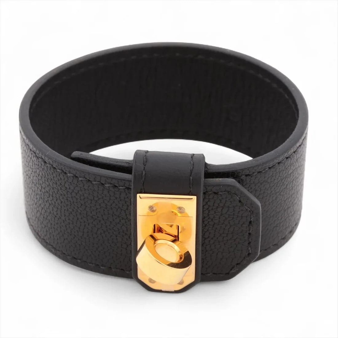 HERMES BRACELET GP & LEATHER BLACK: Hermes Bracelet GP & Leather Black Brand: Hermes Type/Style: Bracelet Material: GP & Leather, Color: Black Size: Size(CM) Bracelet length:14.5 Accessories: None Accessories Notice: When purchasing