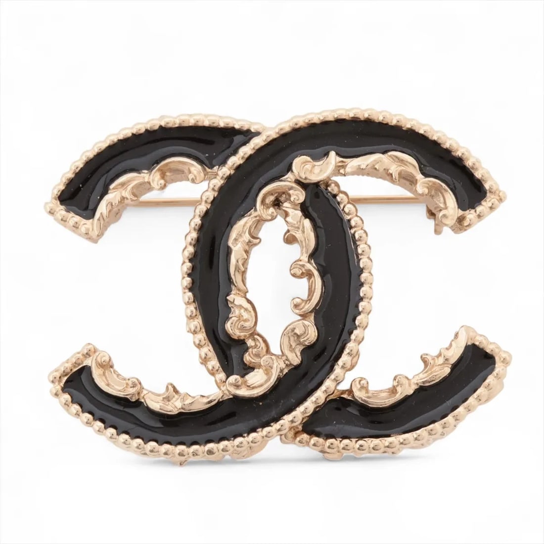 CHANEL BROOCH GP?ENAMEL GOLD?BLACK: Chanel Brooch GP?Enamel gold?black Brand: Chanel Type/Style: Brooch Material: GPxEnamel BlackxGold, Color: Black?Gold Size: None Accessories: None Accessories Notice: When purchasing pre-owned goods,