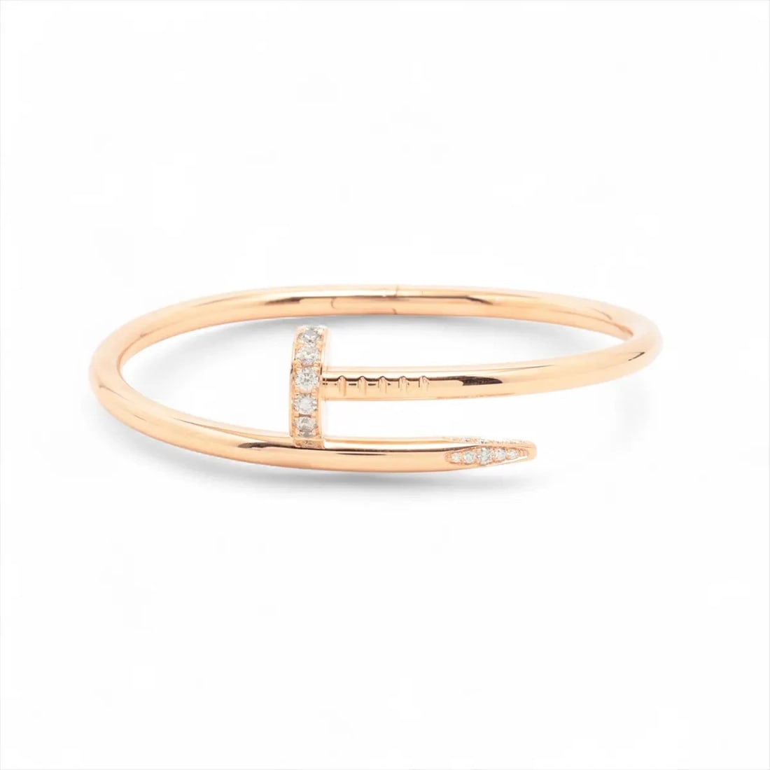 CARTIER JUSTE UN CLOU DIAMOND BRACELET 750(PG): Cartier Juste un Clou diamond Bracelet 750(PG) Brand: Cartier Type/Style: Bracelet Material: 750(PG), Color: Pink Gold Size: Size(CM) Bracelet length:15 Accessories: None Accessories Notic