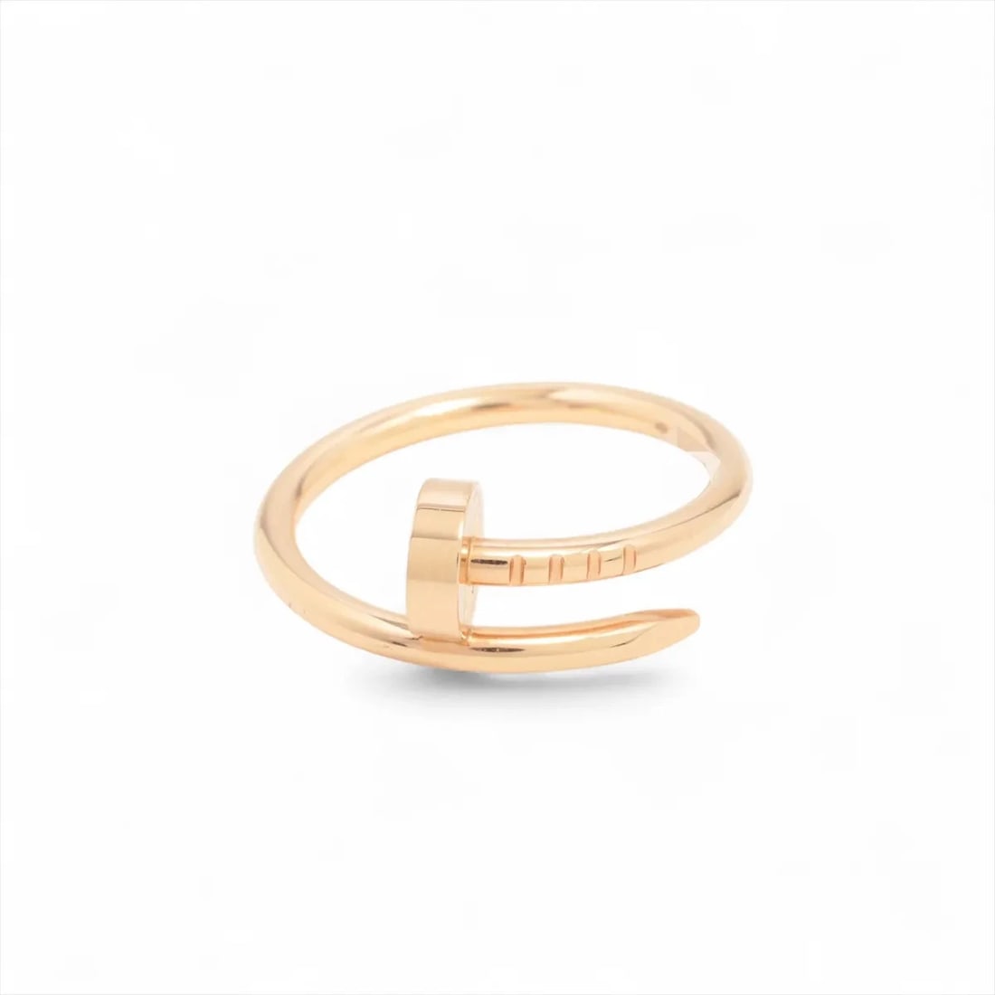 CARTIER JUSTE UN CLOU SM RING 750(PG): Cartier Juste un Clou SM Ring 750(PG) Brand: Cartier Type/Style: Ring Material: 750(PG), Color: Pink Gold Size: 3.75 US Accessories: None Accessories Notice: When purchasing pre-owned goods, please