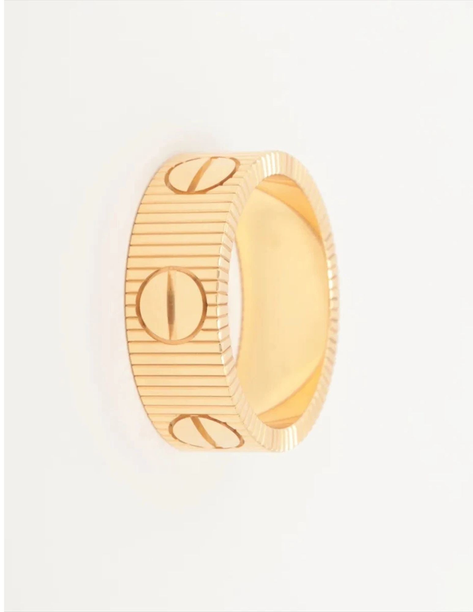 CARTIER LOVE UNLIMITED RING 750(YG): Cartier Love Unlimited Ring 750(YG) Brand: Cartier Type/Style: Ring Material: 750(YG), Color: Yellow Gold Size: 5 - 5.25 US Accessories: None Accessories Notice: When purchasing pre-owned goods,