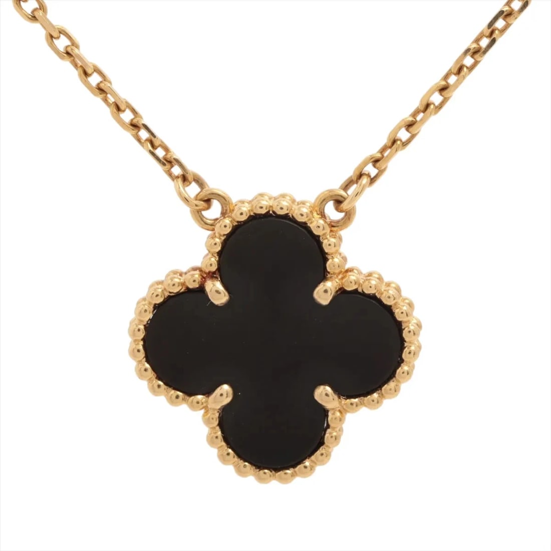 VAN CLEEF & ARPELS ONYX NECKLACE 750(YG): Van Cleef & Arpels Onyx Necklace 750(YG) Brand: Van Cleef & Arpels Type/Style: Necklace Material: 750(YG), Color: Yellow Gold Size: Size(CM) Chain length:42.2 Accessories: None Accessories