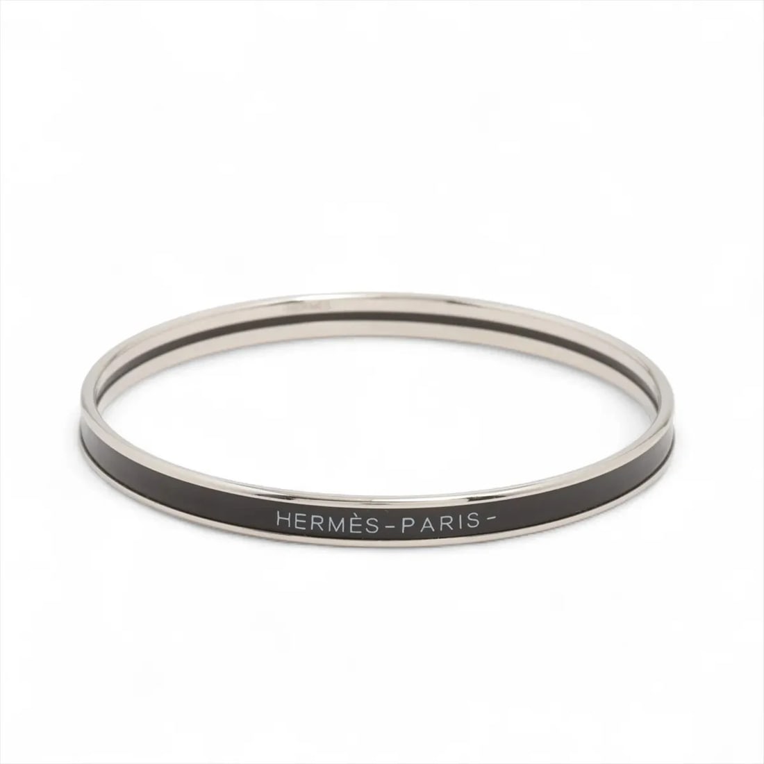 HERMES BANGLE GP BLACK ? SILVER: Hermes Bangle GP Black ? Silver Brand: Hermes Type/Style: Bracelet Material: GP, Color: Black ? Silver Size: Size(CM) Bracelet length:19 Accessories: None Accessories Notice: When purchasing
