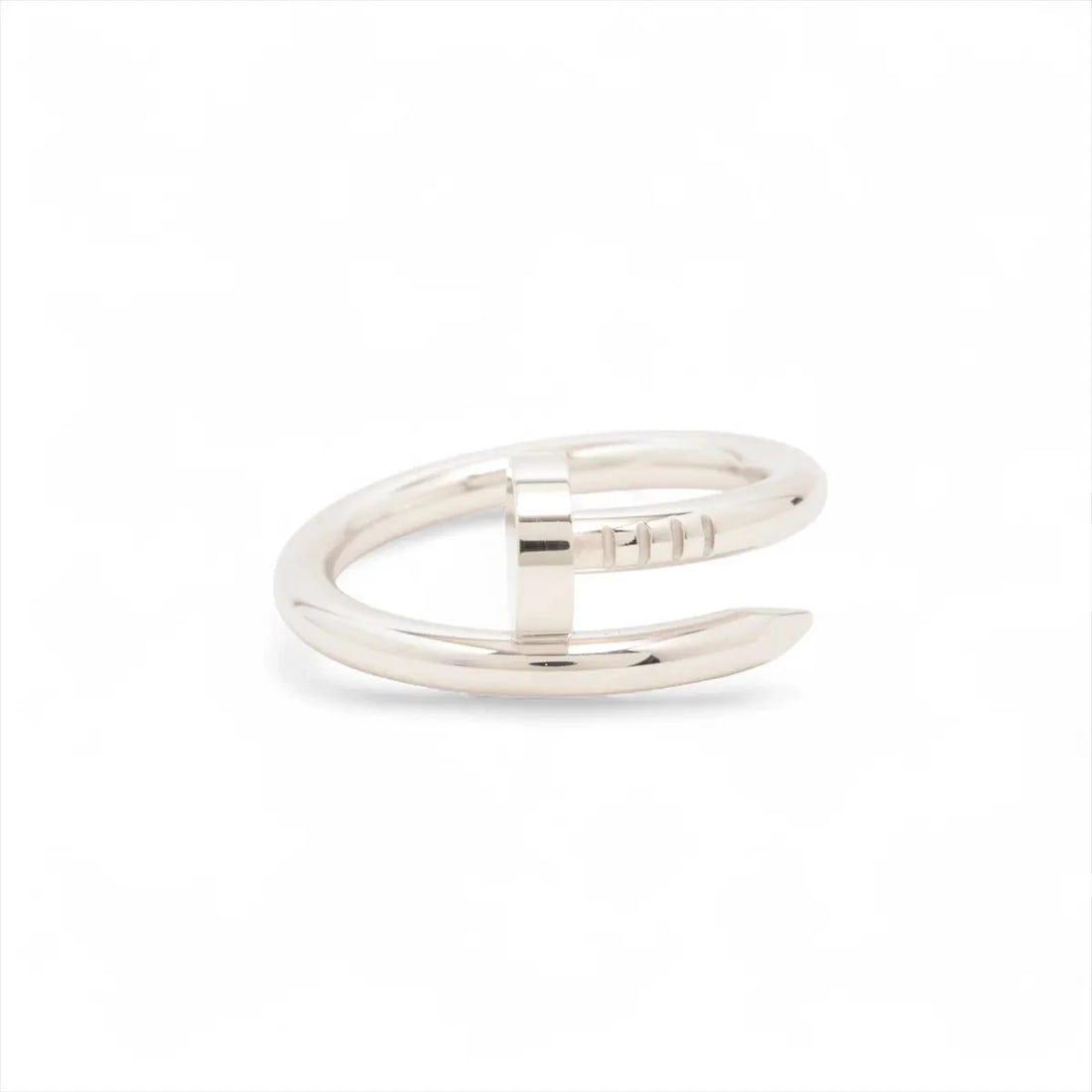 CARTIER JUSTE UN CLOU RING 750(WG): Cartier Juste un Clou Ring 750(WG) Brand: Cartier Type/Style: Ring Material: 750(WG), Color: White Gold Size: 6.5 - 6.75 US Accessories: None Accessories Notice: When purchasing pre-owned