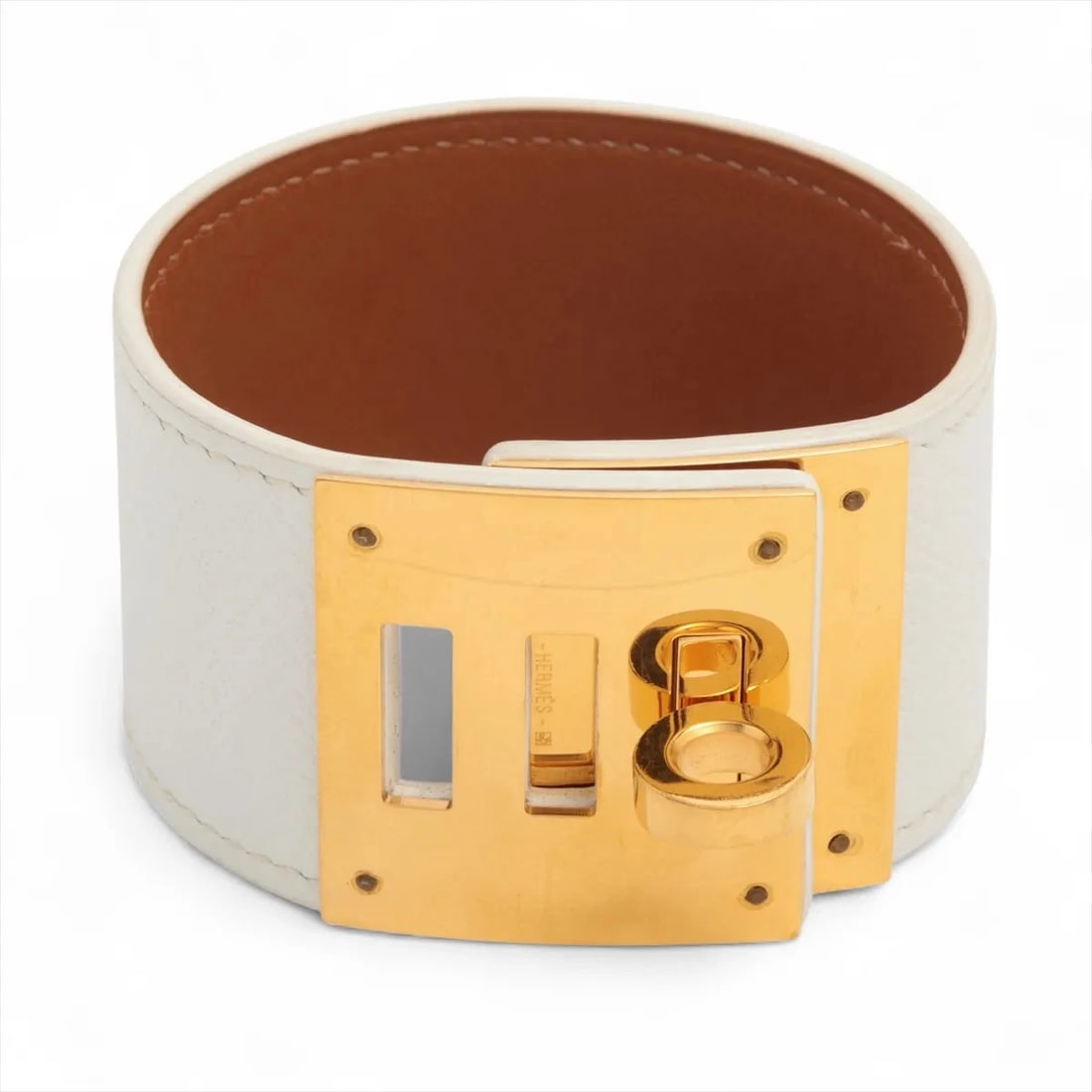 HERMES BRACELET VEAU EPSOM WHITE X GOLD: Hermes Bracelet Veau Epsom White x gold Brand: Hermes Type/Style: Bracelet Material: Veau Epsom, Color: White x gold Size: Size(CM) Bracelet length:16 Accessories: None Accessories Notice: