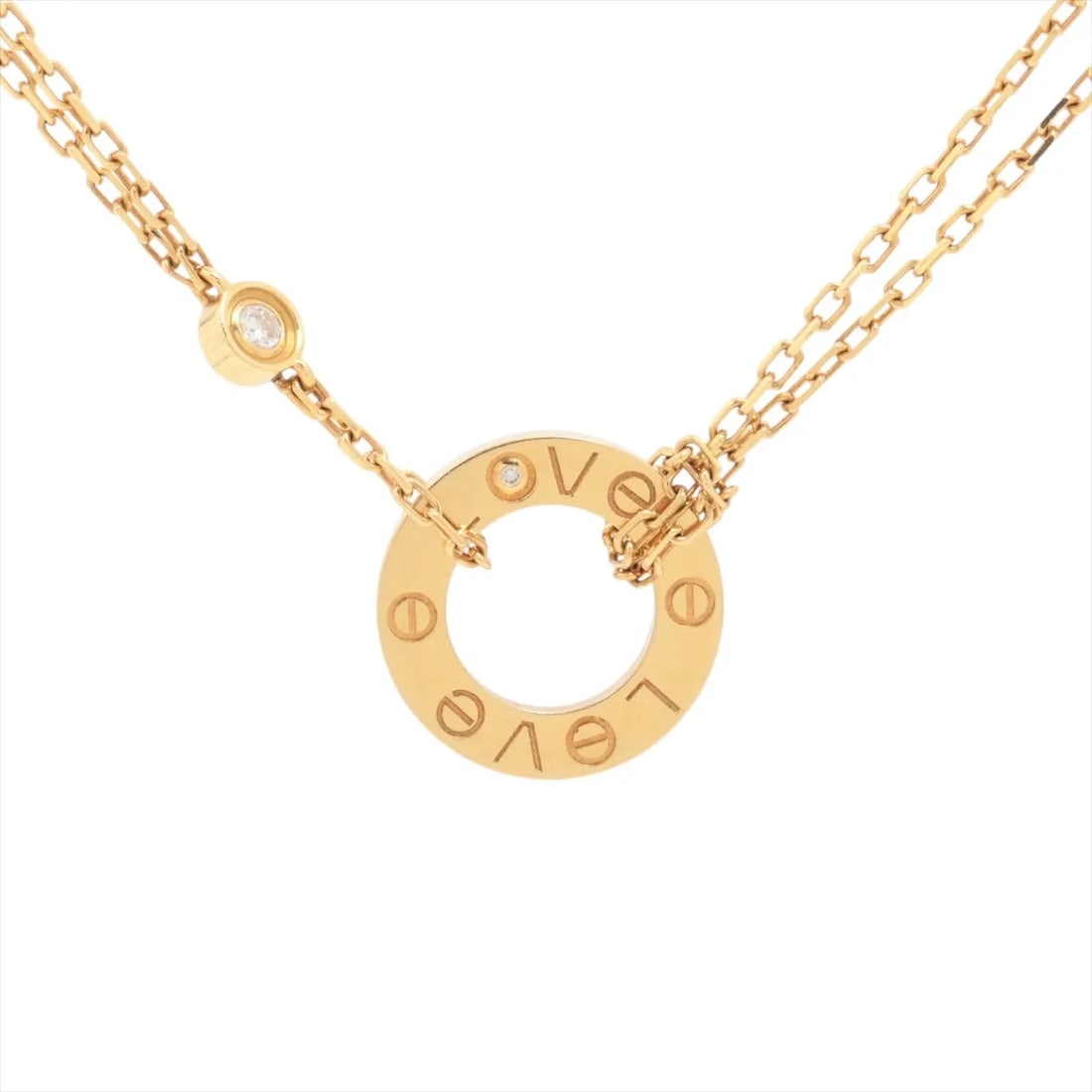 CARTIER LOVE CIRCLE DIAMOND NECKLACE 750(YG): Cartier Love Circle diamond Necklace 750(YG) Brand: Cartier Type/Style: Necklace Material: 750(YG), Color: Yellow Gold Size: Size(CM) Chain length:41.3 Accessories: None Accessories Notice