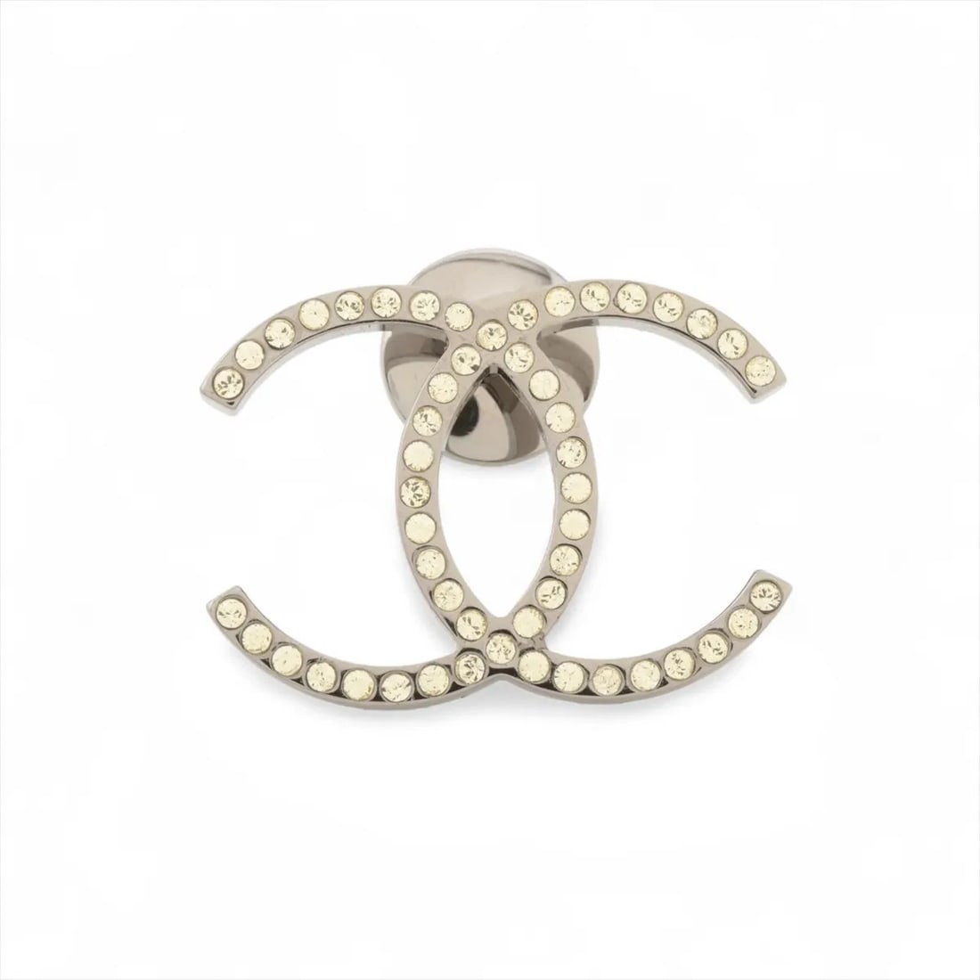 CHANEL BROOCH GP?RHINESTONE SILVER: Chanel Brooch GP?Rhinestone Silver Brand: Chanel Type/Style: Brooch Material: GPxRhinestone, Color: Silver Size: None Accessories: None Accessories Notice: When purchasing pre-owned goods, please