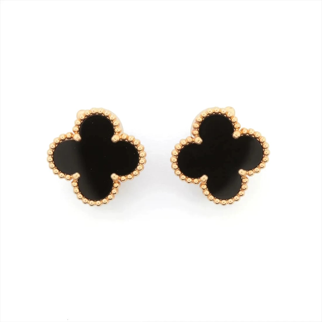 VAN CLEEF & ARPELS ALHAMBRA ONYX EARINGS 750(YG): Van Cleef & Arpels Alhambra Onyx Earings 750(YG) Brand: Van Cleef & Arpels Type/Style: Earings Material: 750(YG), Color: Yellow Gold Size: Size(CM) Height:1.5 Length:1.5 Accessories: None Accessories