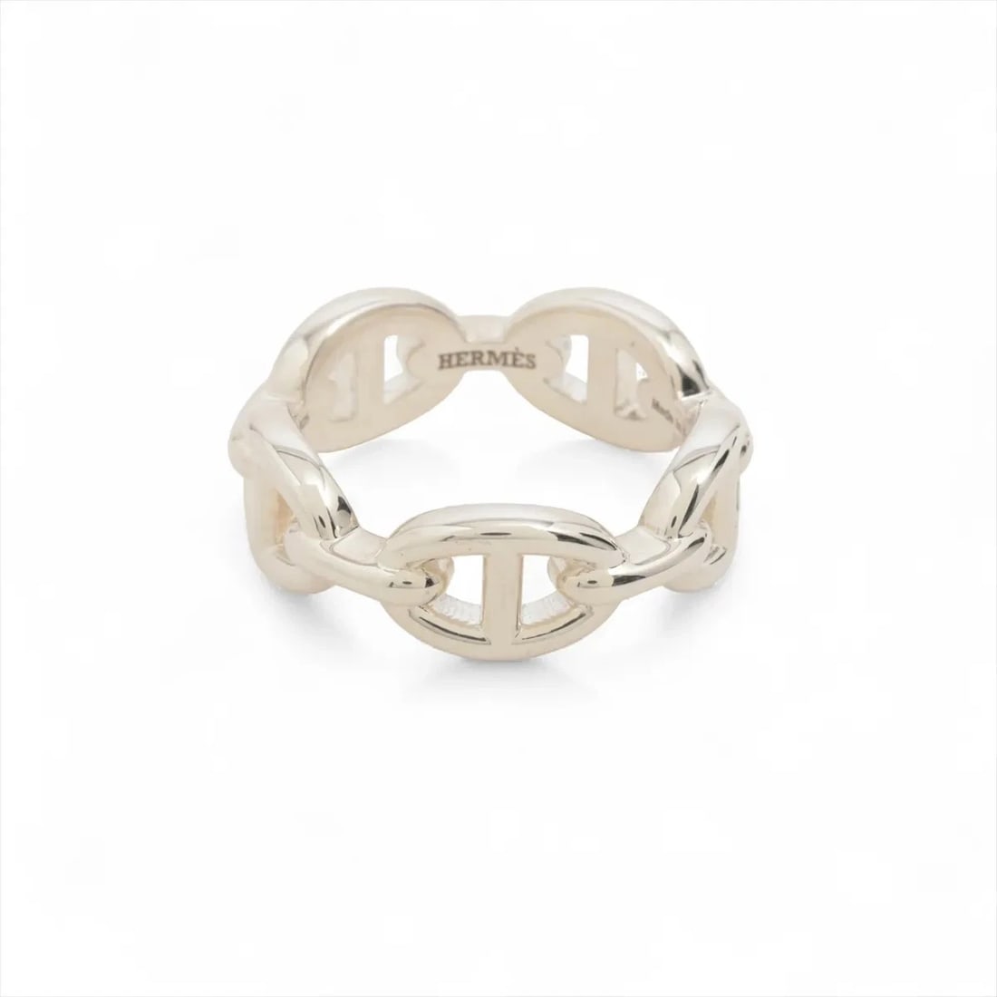 HERMES RING 925 SILVER: Hermes Ring 925 Silver Brand: Hermes Type/Style: Ring Material: 925, Color: Silver Size: 6.25 - 6.5 US Accessories: None Accessories Notice: When purchasing pre-owned goods, please refer to the