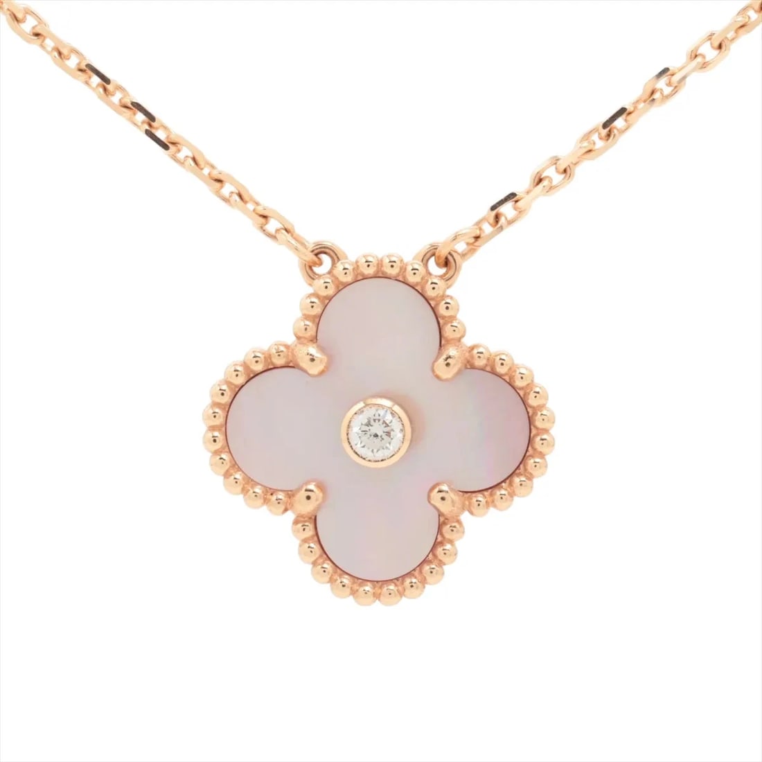 VAN CLEEF & ARPELS DIAMOND NECKLACE 750(PG): Van Cleef & Arpels diamond Necklace 750(PG) Brand: Van Cleef & Arpels Type/Style: Necklace Material: 750(PG), Color: Pink Gold Size: Size(CM) Chain length:42 Accessories: None Accessories