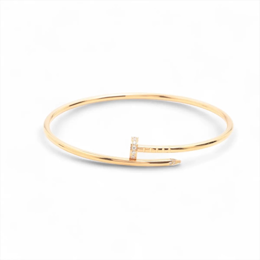 CARTIER JUSTE UN CLOU SM DIAMOND BRACELET 750(PG): Cartier Juste un Clou SM diamond Bracelet 750(PG) Brand: Cartier Type/Style: Bracelet Material: 750(PG), Color: Pink Gold Size: Size(CM) Bracelet length:18 Accessories: None Accessories Notice: When