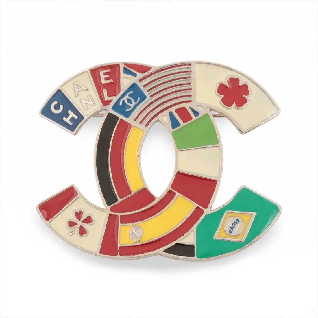 CHANEL COCO MARK BROOCH GP SILVER: Chanel Coco Mark Brooch GP Silver Brand: Chanel Type/Style: Brooch Material: GP, Color: Silver Size: None Accessories: None Accessories Notice: When purchasing pre-owned goods, please refe