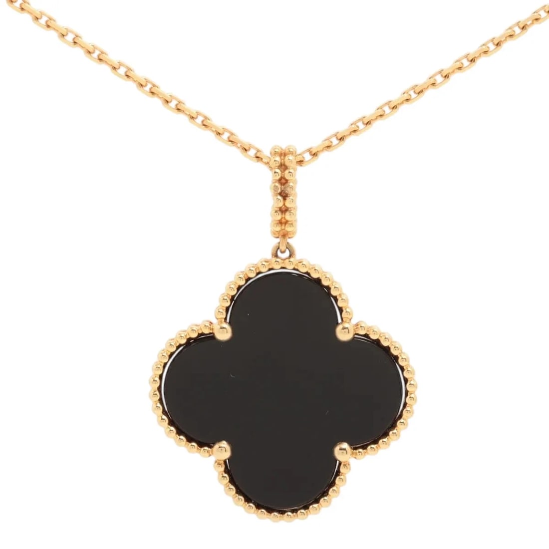VAN CLEEF & ARPELS MAGIC ALHAMBRA LONG ONYX NECKLACE 750(YG): Van Cleef & Arpels Magic Alhambra Long Onyx Necklace 750(YG) Brand: Van Cleef & Arpels Type/Style: Necklace Material: 750(YG), Color: Yellow Gold Size: Size(CM) Chain length:90.2 Accessories: None