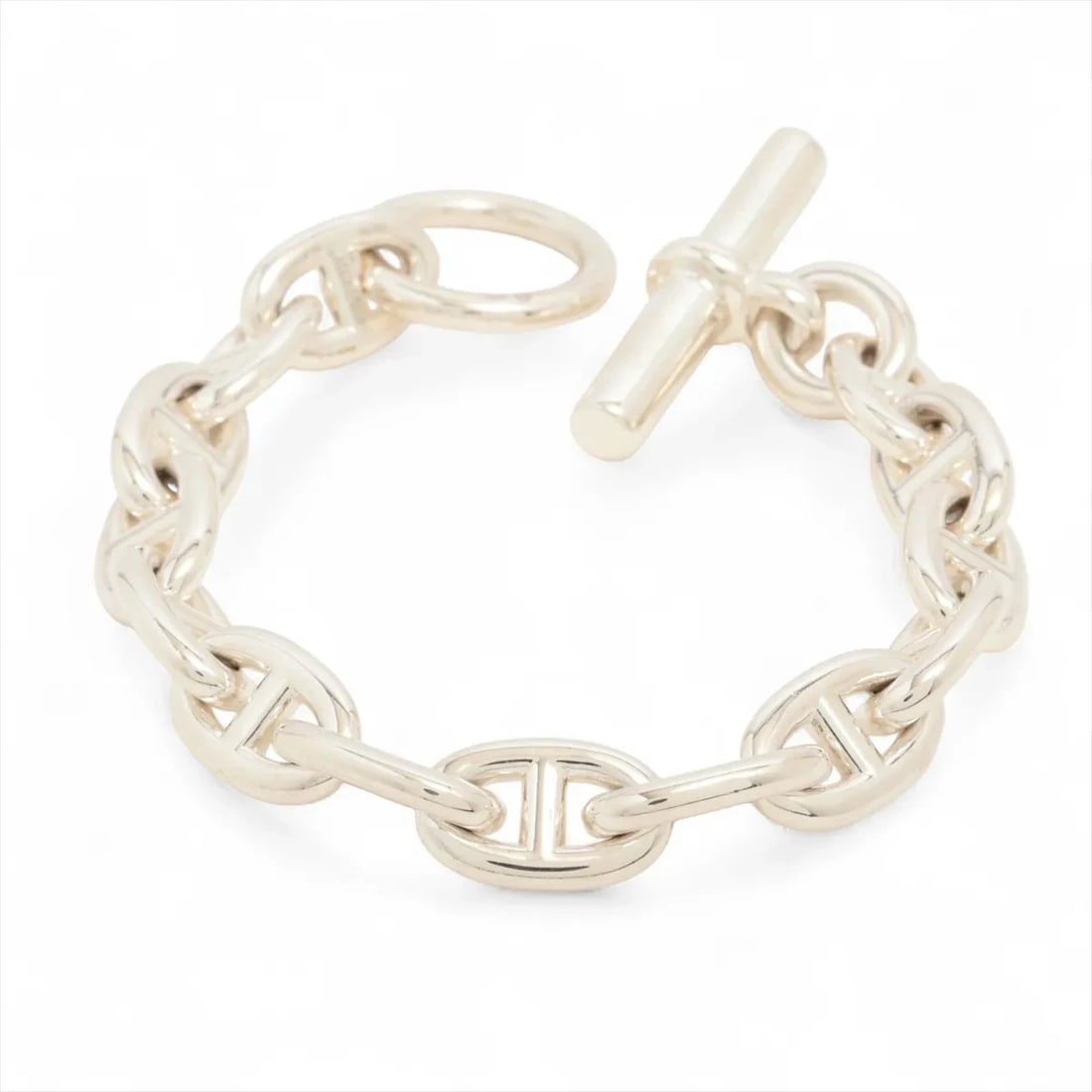 HERMES CHAINE D'ANCRE BRACELET 925 SILVER: Hermes Chaine d'Ancre Bracelet 925 Silver Brand: Hermes Type/Style: Bracelet Material: 925, Color: Silver Size: Size(CM) Bracelet length:14.5 Accessories: None Accessories Notice: When pur