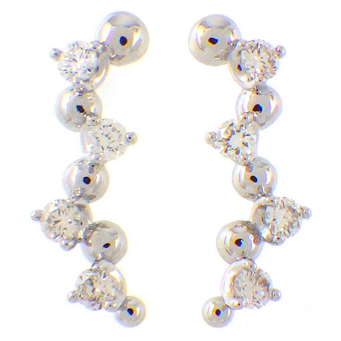 FINE JEWELRY PIERCED EARRINGS DIAMOND PT900 PLATINUM: Fine Jewelry Pierced Earrings Diamond PT900 Platinum Brand: Fine Jewelry Type/Style: Earrings Material: PT900 Platinum, Main Stone Natural Color: Silver Size: W 0.19" x H 0.57"(inches) / W 5.0mm x H 1
