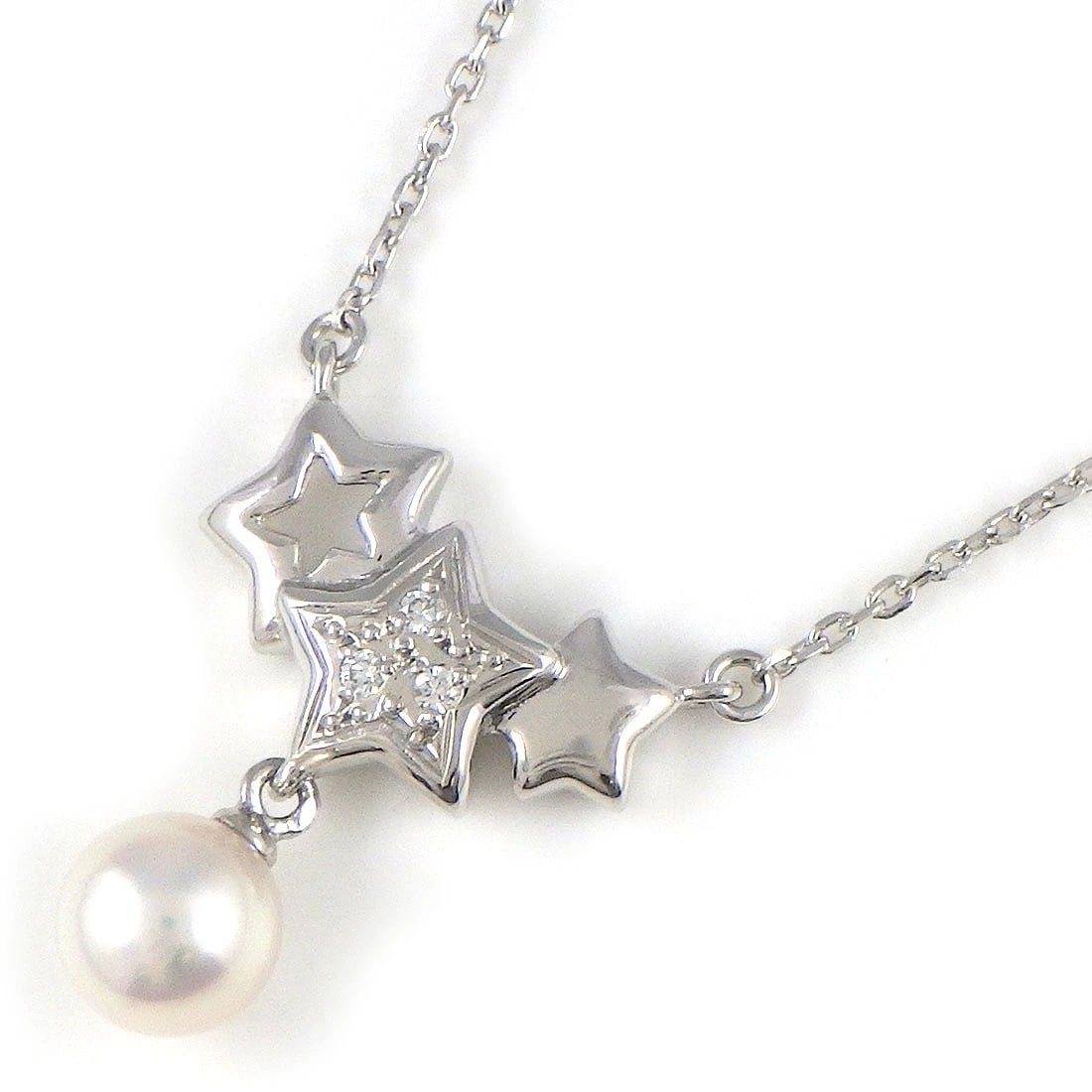 TASAKI NECKLACE STAR PEARL DIAMOND PT900 PLATINUM PT850 PLATINUM: TASAKI Necklace Star Pearl Diamond PT900 Platinum PT850 Platinum Brand: TASAKI Type/Style: Necklace Material: PT900 Platinum, PT850 Platinum, Main Stone Pearl Color: Silver Size: Chain Length : 14.96"
