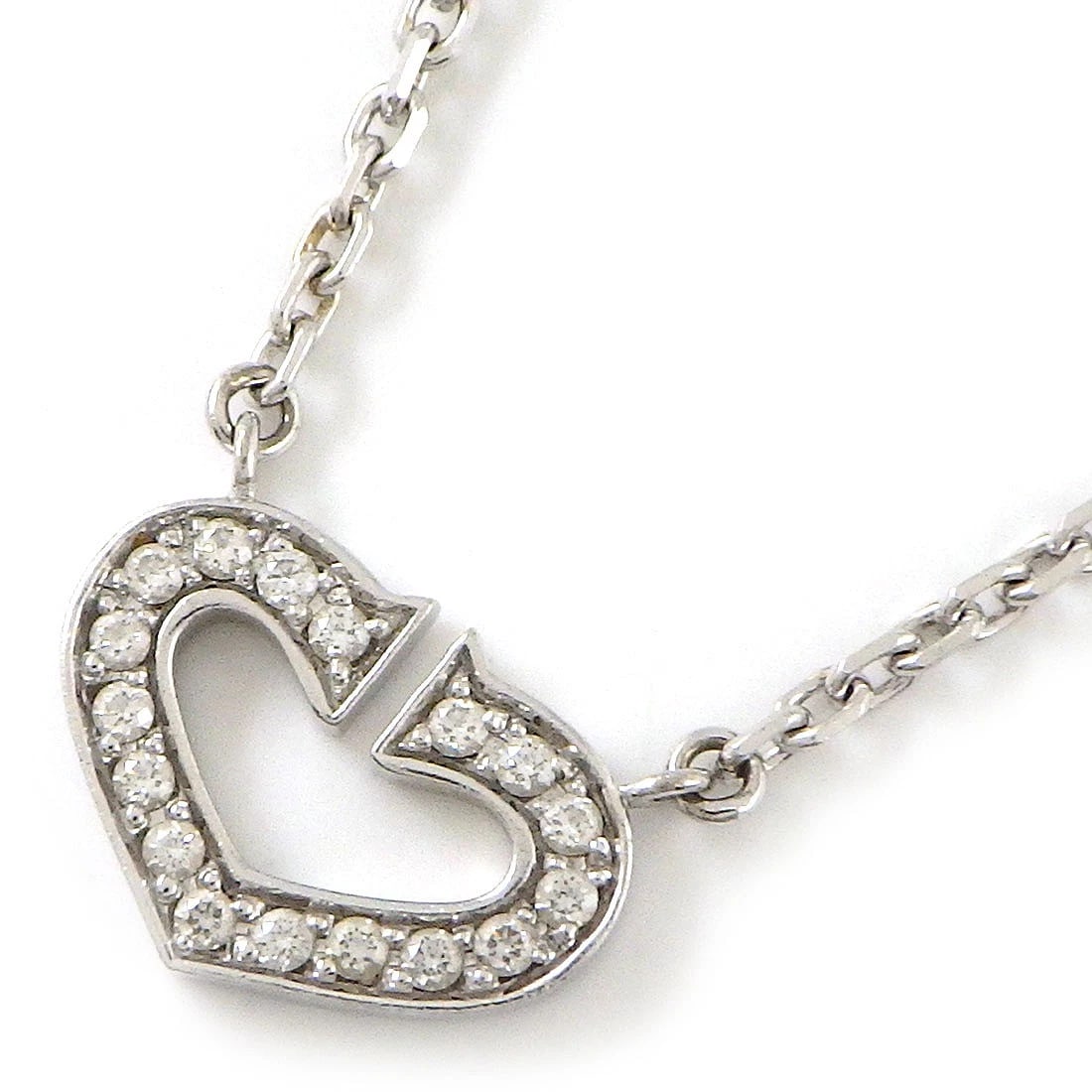 CARTIER NECKLACE HEART DIAMOND 750(18K) WHITE GOLD: Cartier Necklace Heart Diamond 750(18K) White Gold Brand: Cartier Type/Style: Necklace Material: 750(18K) White Gold, Main Stone Natural Color: White Gold Size: Chain Length : 15.15"(inches) / 38.5cmP