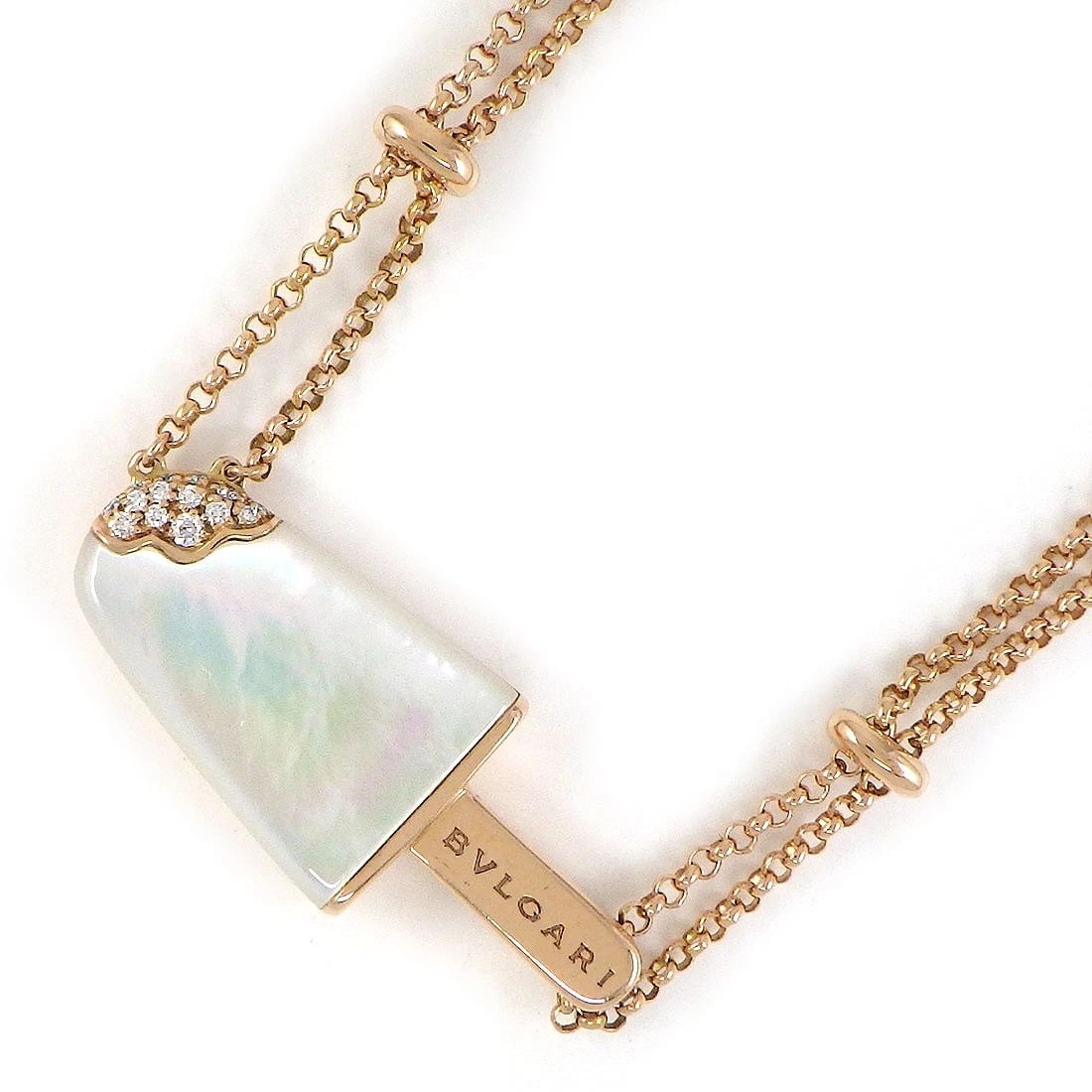 BVLGARI NECKLACE 750(18K) ROSE(PINK) GOLD: BVLGARI Necklace 750(18K) Rose(Pink) Gold Brand: BVLGARI Type/Style: Necklace Material: 750(18K) Rose(Pink) Gold, Color: Rose(Pink) Gold Size: Chain Length : 14.96" & 16.22" & 17.51"(inches) / 38.0cm 