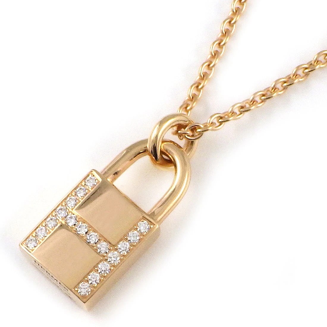 HERMES NECKLACE DIAMOND 750 ROSE GOLD: HERMES Necklace Diamond 750 Rose Gold Brand: HERMES Type/Style: Necklace Material: 750(18K) Rose(Pink) Gold, Main Stone Natural Color: Rose(Pink) Gold Size: Chain Length : 14.96" & 15.74"(inches) /