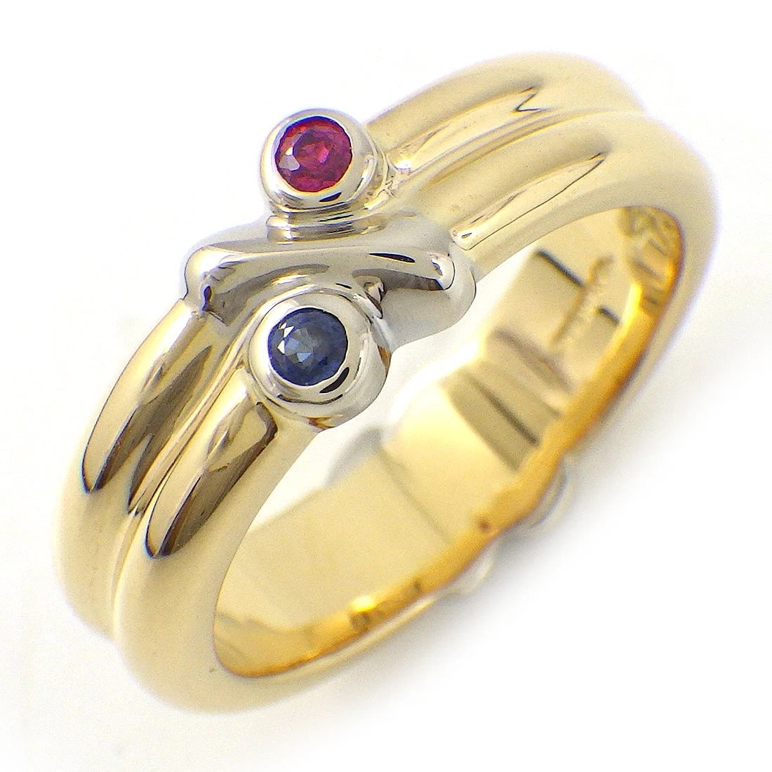 TIFFANY & CO. RING RUBY SAPPHIRE 750YG 750WG: Tiffany & Co. Ring Ruby Sapphire 750YG 750WG Brand: Tiffany & Co. Type/Style: Ring Material: 750(18K) Yellow Gold,750(18K) White Gold, Main Stone Ruby Color: YG,WG Size: US4.75 Accessories: None <