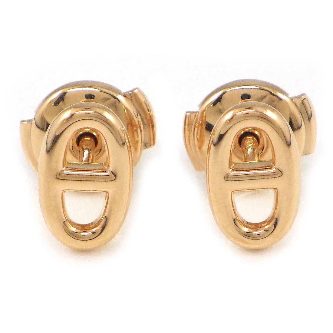 HERMES PIERCED EARRINGS 750 ROSE GOLD: HERMES Pierced Earrings 750 Rose Gold Brand: HERMES Type/Style: Earrings Material: 750(18K) Rose(Pink) Gold, Color: Rose(Pink) Gold Size: W 0.22" x H 0.37"(inches) / W 5.6mm x H 9.6mm Accessories:
