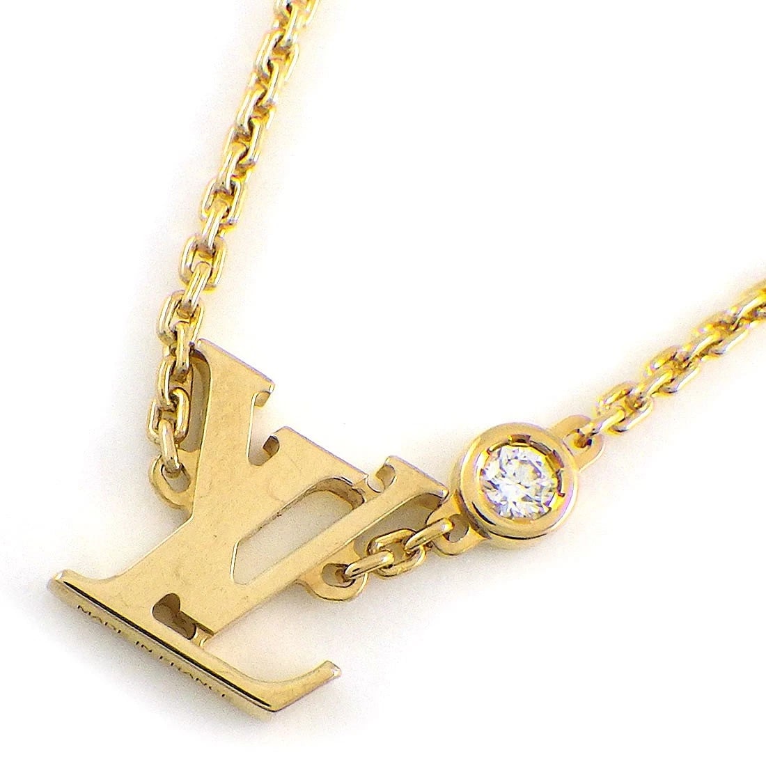 LOUIS VUITTON NECKLACE DIAMOND 750(18K) YELLOW GOLD: LOUIS VUITTON Necklace Diamond 750(18K) Yellow Gold Brand: LOUIS VUITTON Type/Style: Necklace Material: 750(18K) Yellow Gold, Main Stone Natural Color: Yellow Gold Size: Chain Length : 14.88" & 15.74"