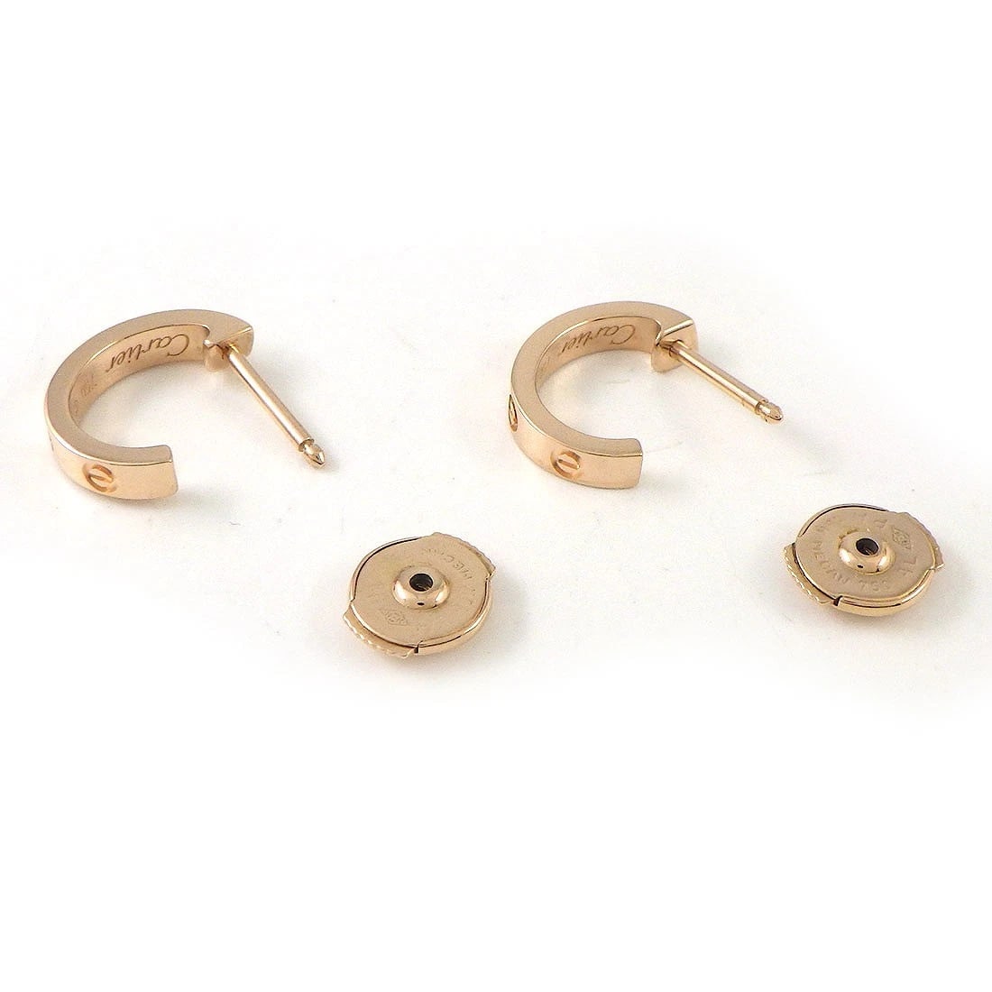CARTIER PIERCED EARRINGS 750 ROSE GOLD: Cartier Pierced Earrings 750 Rose Gold Brand: Cartier Type/Style: Earrings Material: 750(18K) Rose(Pink) Gold, Color: Rose(Pink) Gold Size: W 0.10" x H 0.50"(inches) / W 2.6mm x H 12.8mm Hoop Diameter