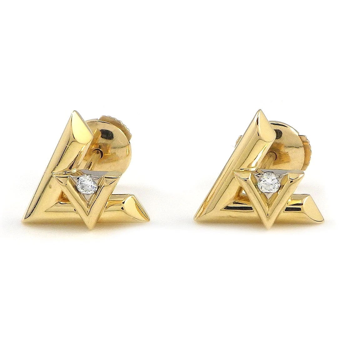 LOUIS VUITTON EARRINGS DIAMONDS 750YG 750WG (1 of 2)