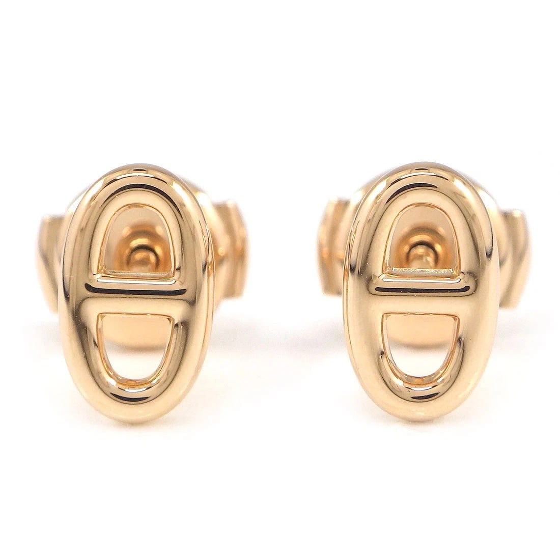 HERMES PIERCED EARRINGS 750 ROSE GOLD: HERMES Pierced Earrings 750 Rose Gold Brand: HERMES Type/Style: Earrings Material: 750(18K) Rose(Pink) Gold, Color: Rose(Pink) Gold Size: W 0.37" x H 0.22"(inches) / W 9.6mm x H 5.7mm Accessories: