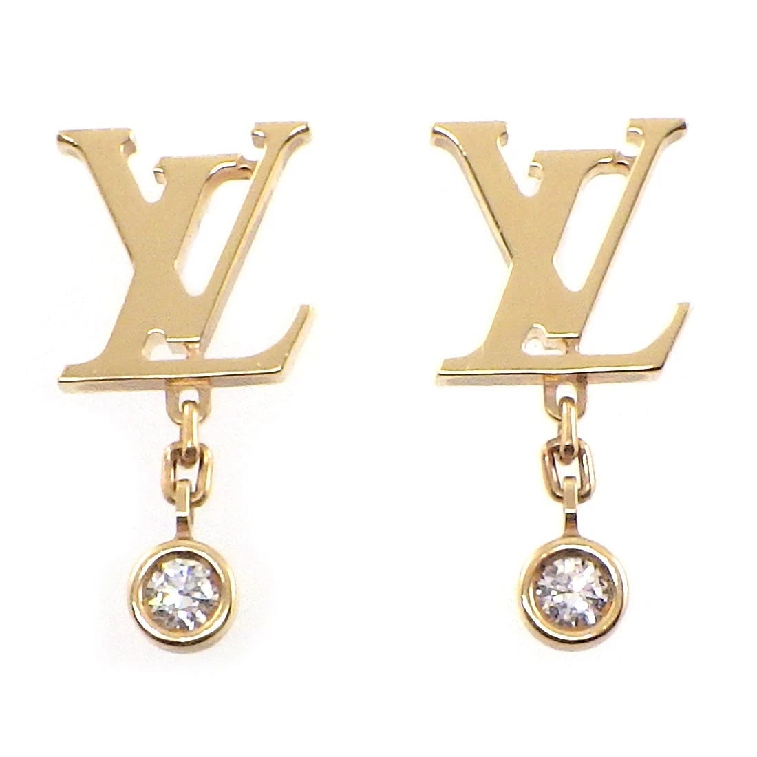 LOUIS VUITTON PIERCED EARRINGS DIAMOND 750RG: LOUIS VUITTON Pierced Earrings Diamond 750RG Brand: LOUIS VUITTON Type/Style: Earrings Material: 750(18K) Rose(Pink) Gold, Main Stone Natural Color: Rose(Pink) Gold Size: Diameter 0.59"(inches) / 15.0