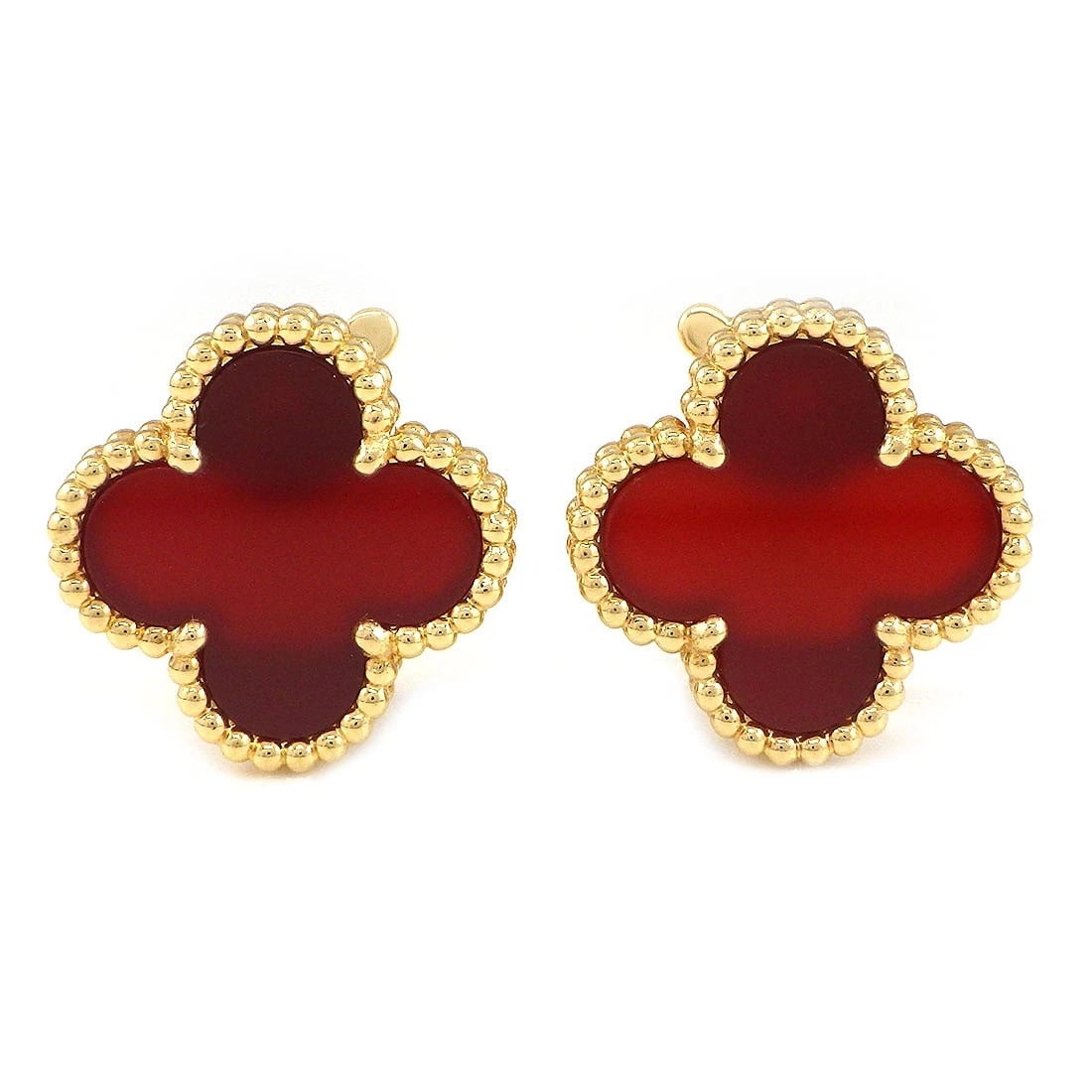 VAN CLEEF & ARPELS PIERCED EARRINGS CARNELIAN 750YG: Van Cleef & Arpels Pierced Earrings Carnelian 750YG Brand: Van Cleef & Arpels Type/Style: Earrings Material: 750(18K) Yellow Gold, Main Stone Carnelian Color: Yellow Gold Size: W 0.59" x H 0.59"(inche