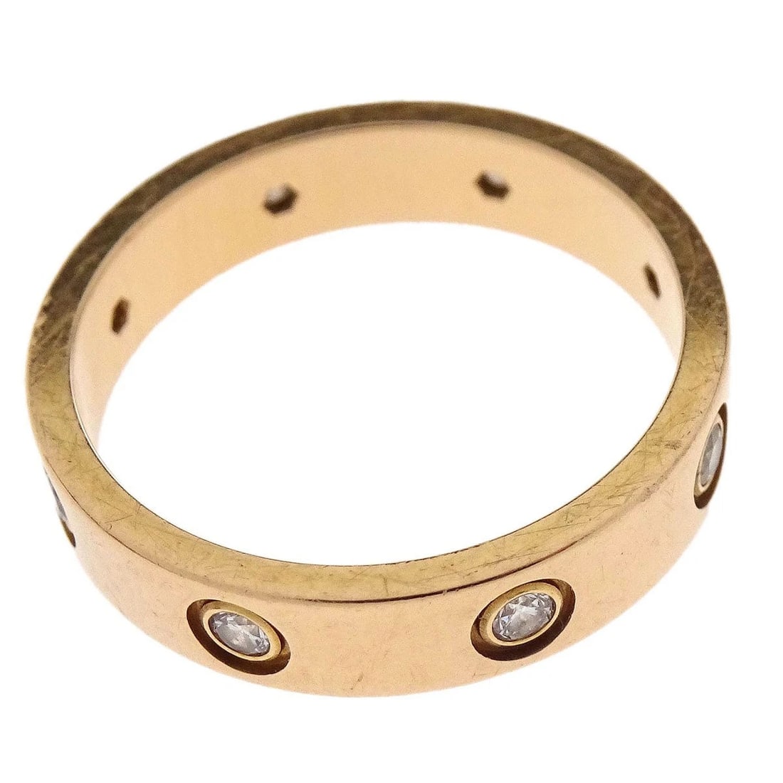 CARTIER MINI RING AU750 DIAMOND: Cartier Mini Ring Au750 Diamond Brand: Cartier Type/Style: Ring Material: 750PG, Main Stone Natural Color: Gold Size: 5.5 - 5.75 US Accessories: None Accessories Notice: When purchasing pr