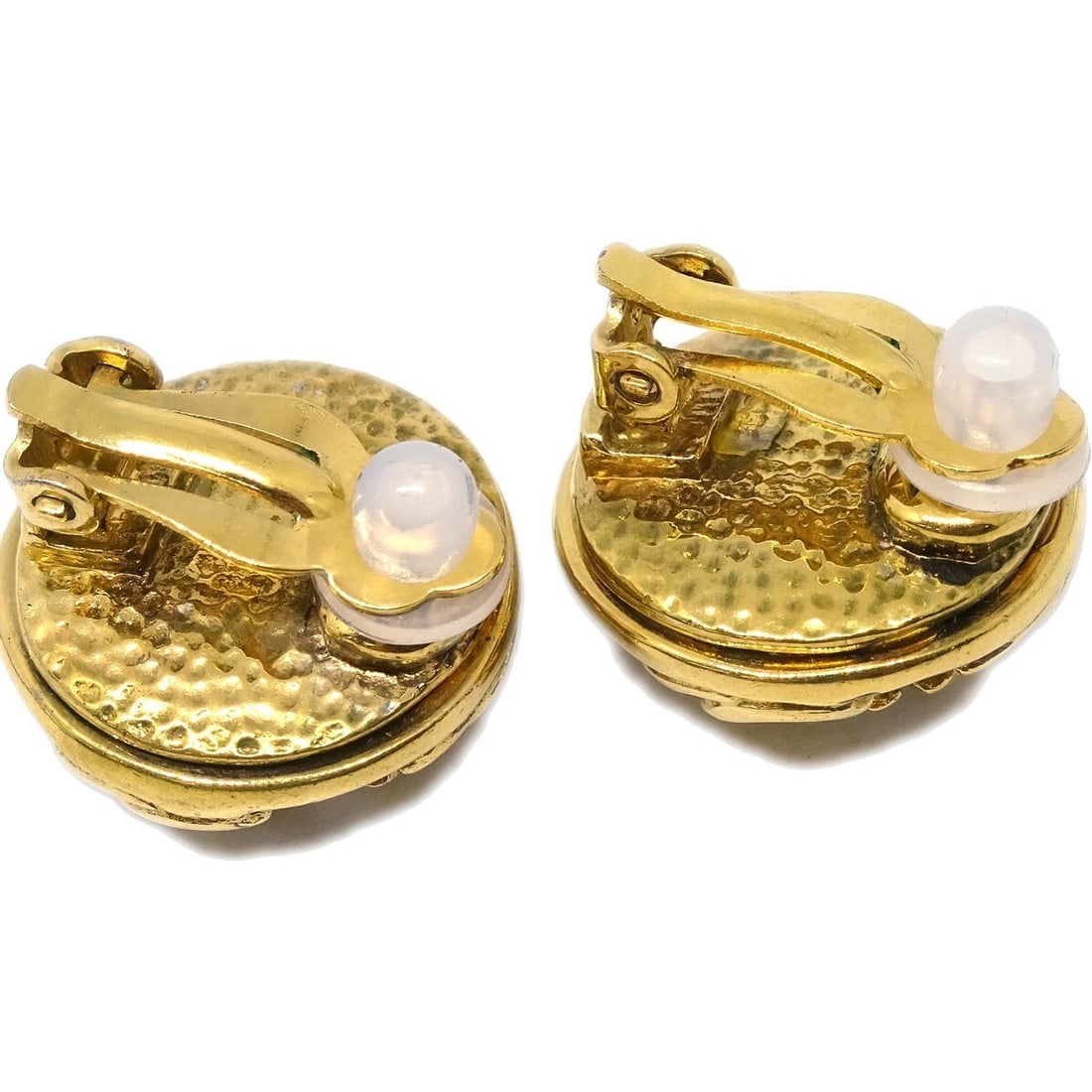 CHANEL GOLD BUTTON EARRINGS CLIP-ON - 3