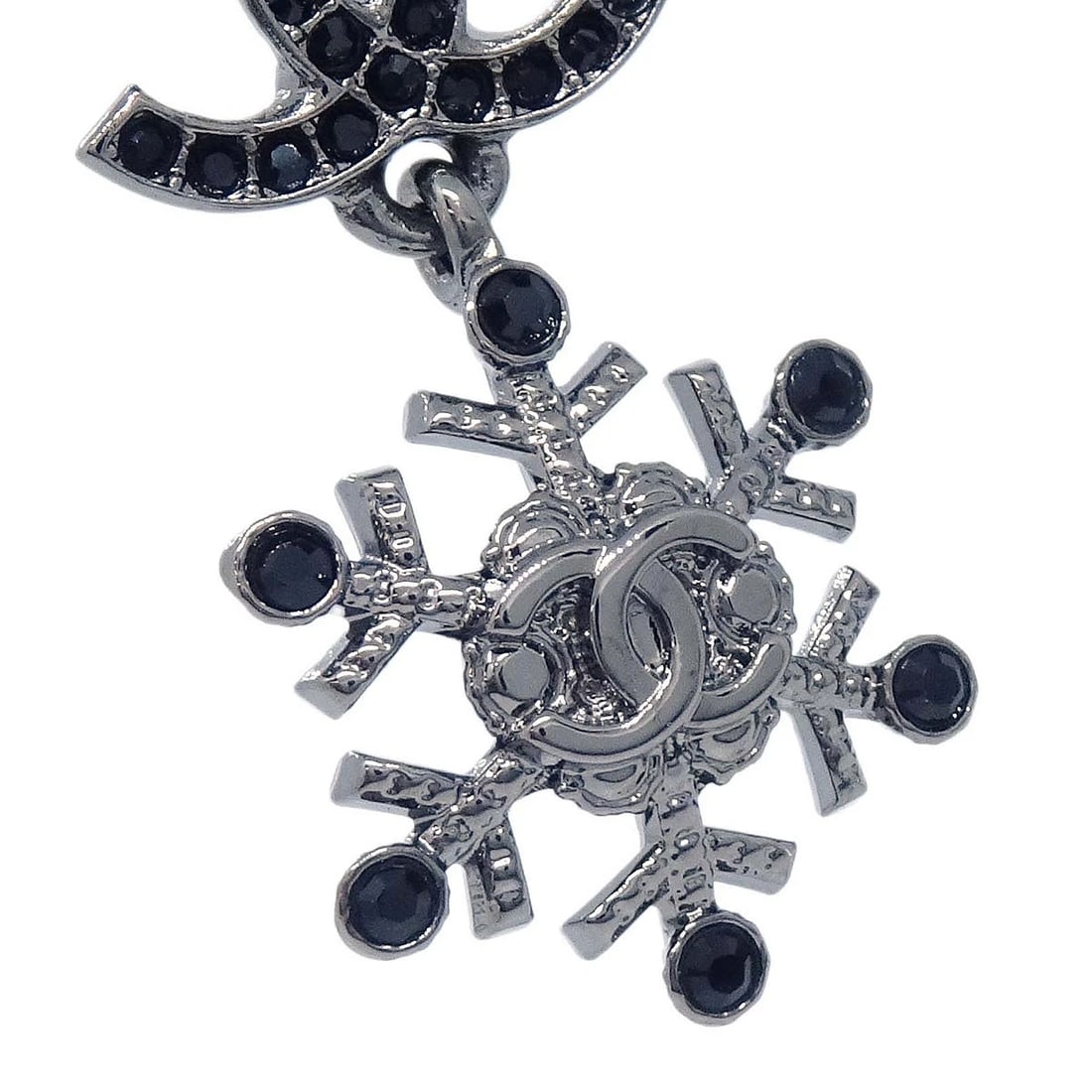CHANEL DANGLE PIERCED EARRINGS SILVER - 2