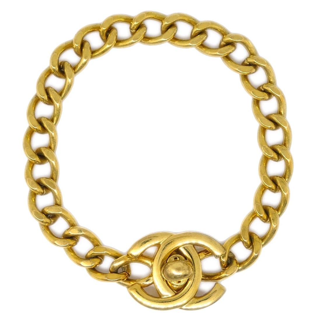 CHANEL TURNLOCK CHAIN BRACELET GOLD: Chanel Turnlock Chain Bracelet Gold Brand: CHANEL Type/Style: Bracelet Material: Gold-plated, Color: Gold Size: Inner circumference : 17.5 cm Charm : W 2.0 x H 1.8 cm Accessories: None Acc